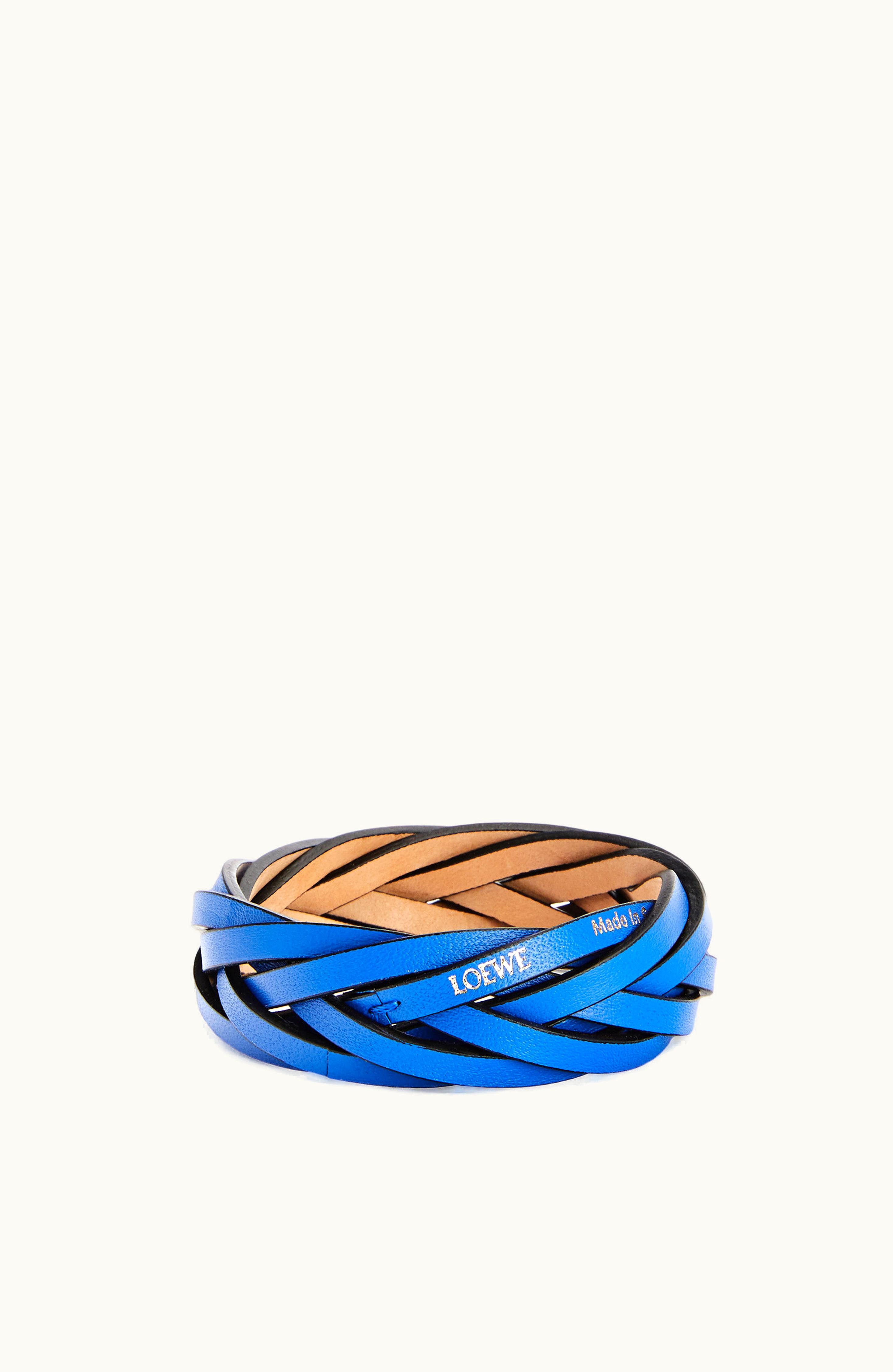 Loewe Loewe Braided Bangle In Classic Calfskin Electric Blue