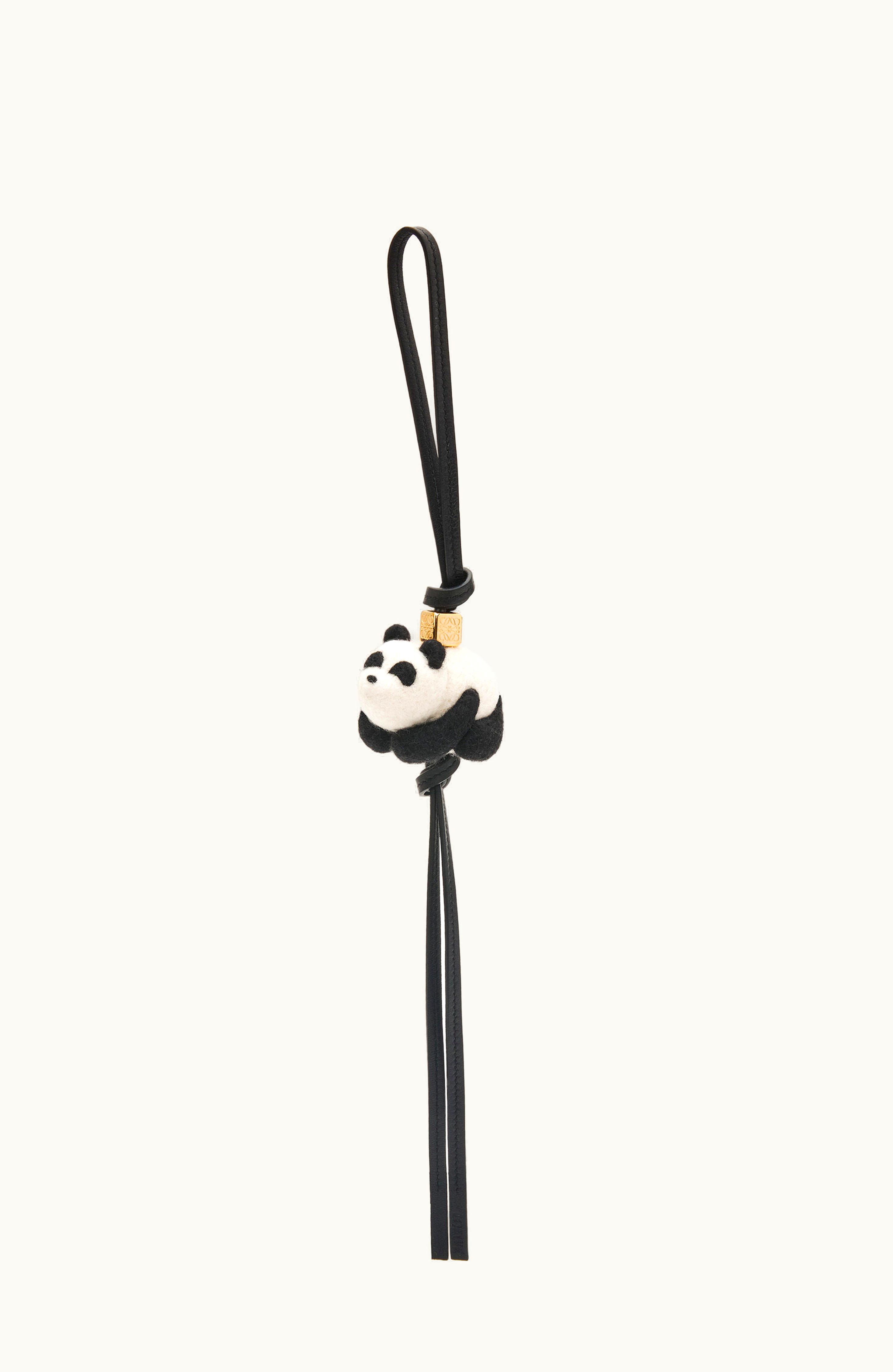 Loewe Loewe Panda Charm In Felt And Calfskin Black / White