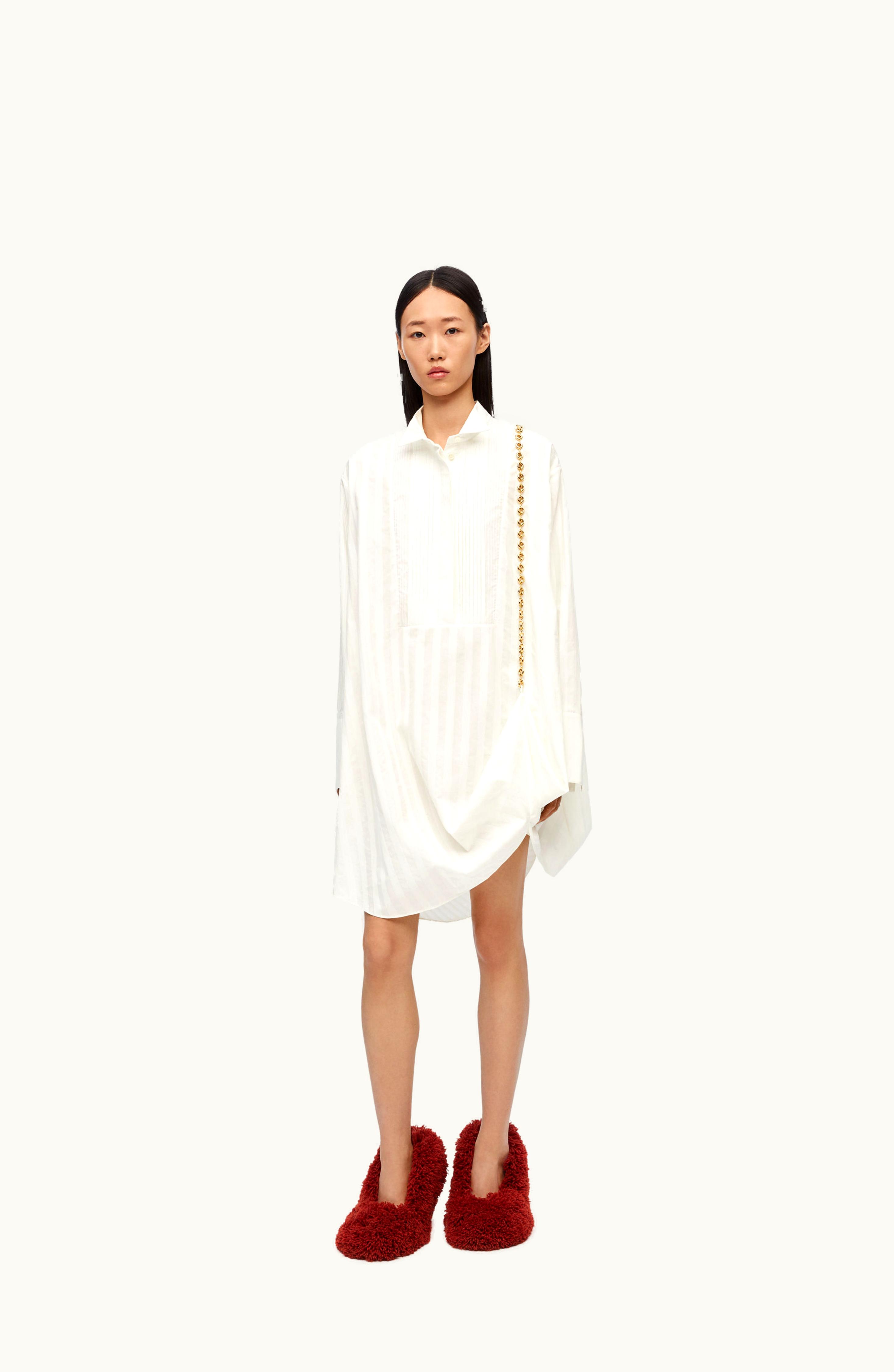 Loewe Loewe Chain Shirt Dress In Cotton Optic White
