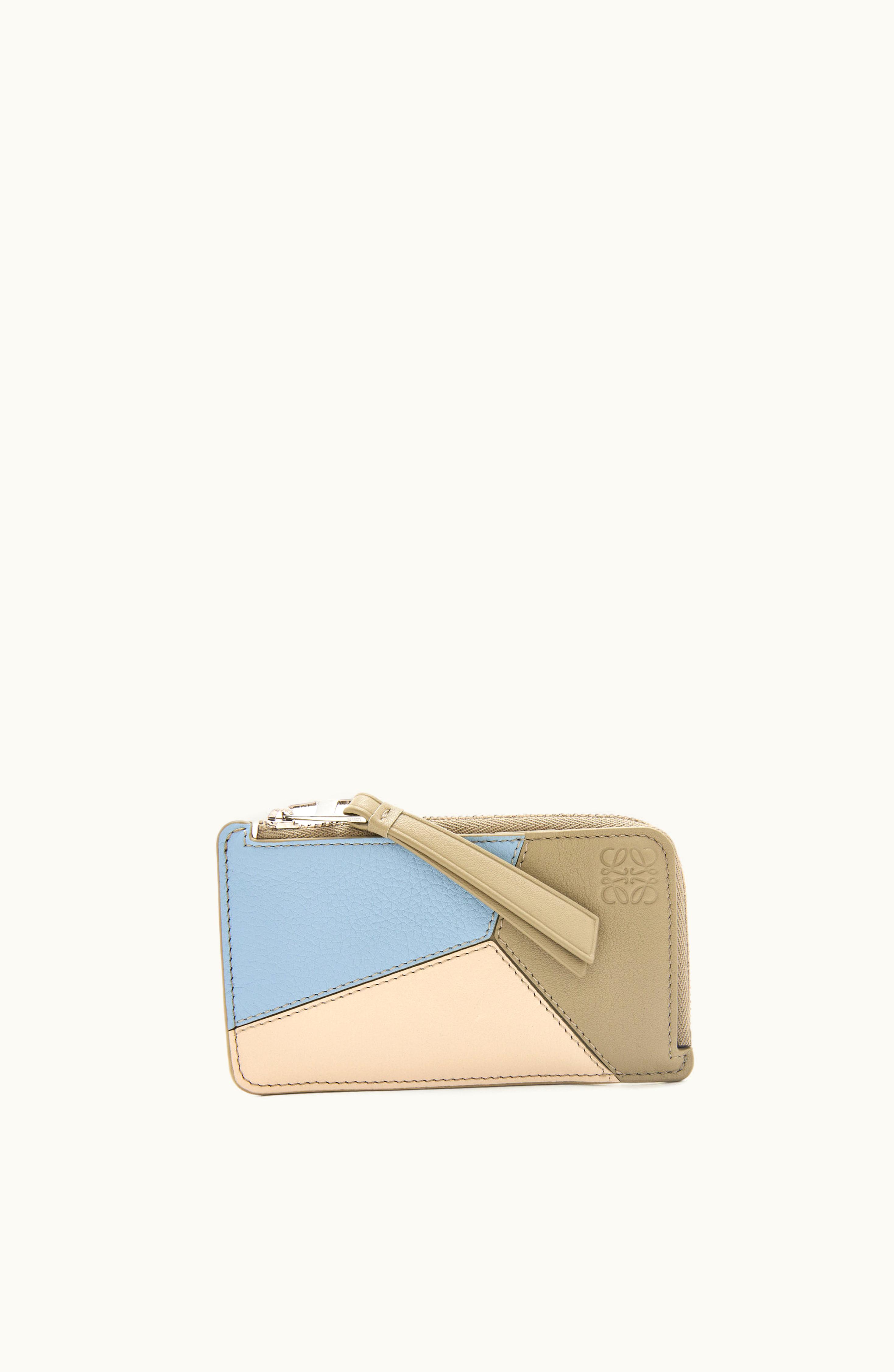Loewe Loewe Puzzle Coin Cardholder In Classic Calfskin Dusty Blue / Sage Green / Angora