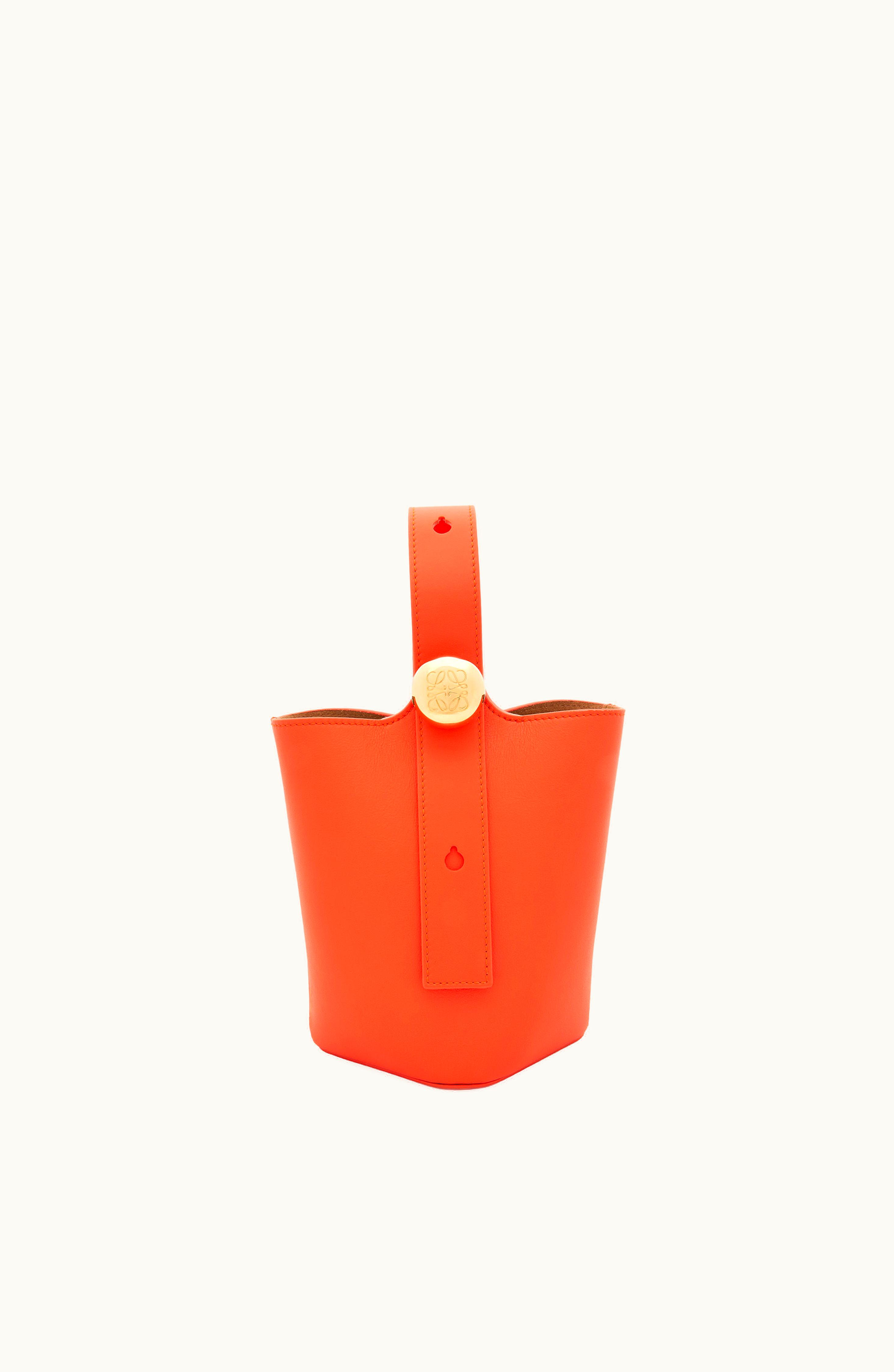 Loewe Loewe Mini Pebble Bucket Bag In Mellow Calfskin Vivid Orange