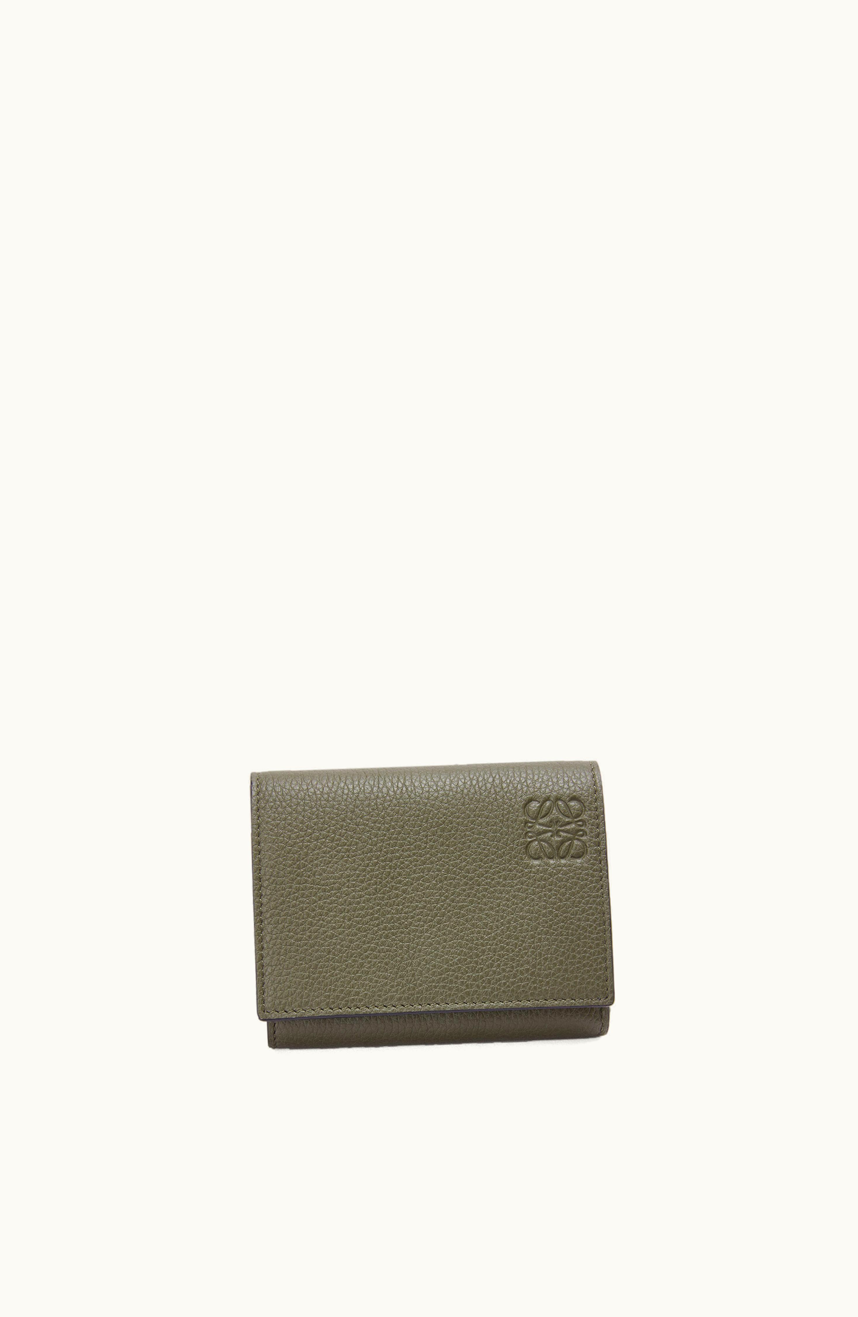 Loewe Loewe Trifold Wallet In Soft Grained Calfskin Khaki Green