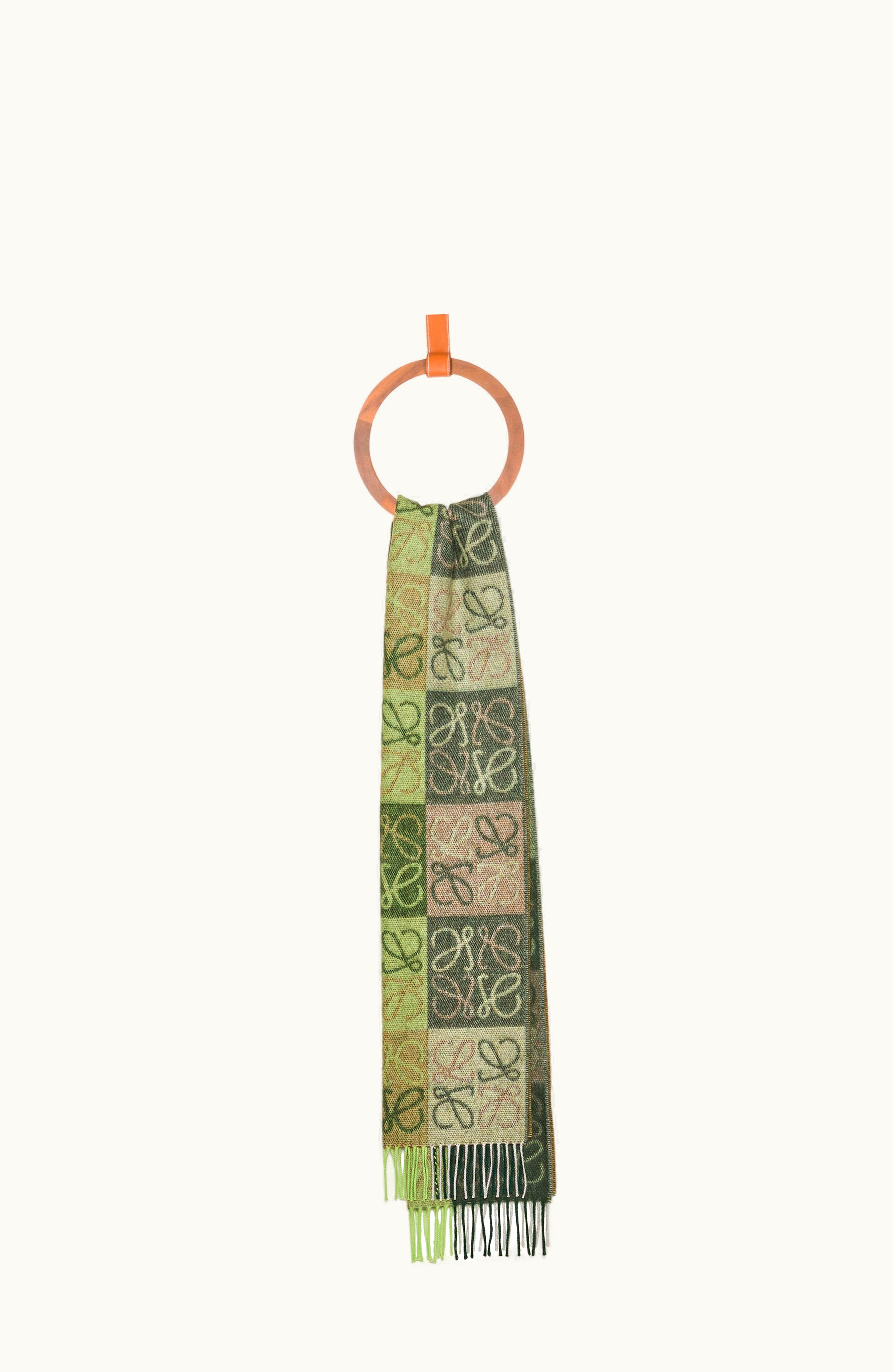 Loewe Loewe Scarf In Wool And Cashmere Bottle Green / Khaki