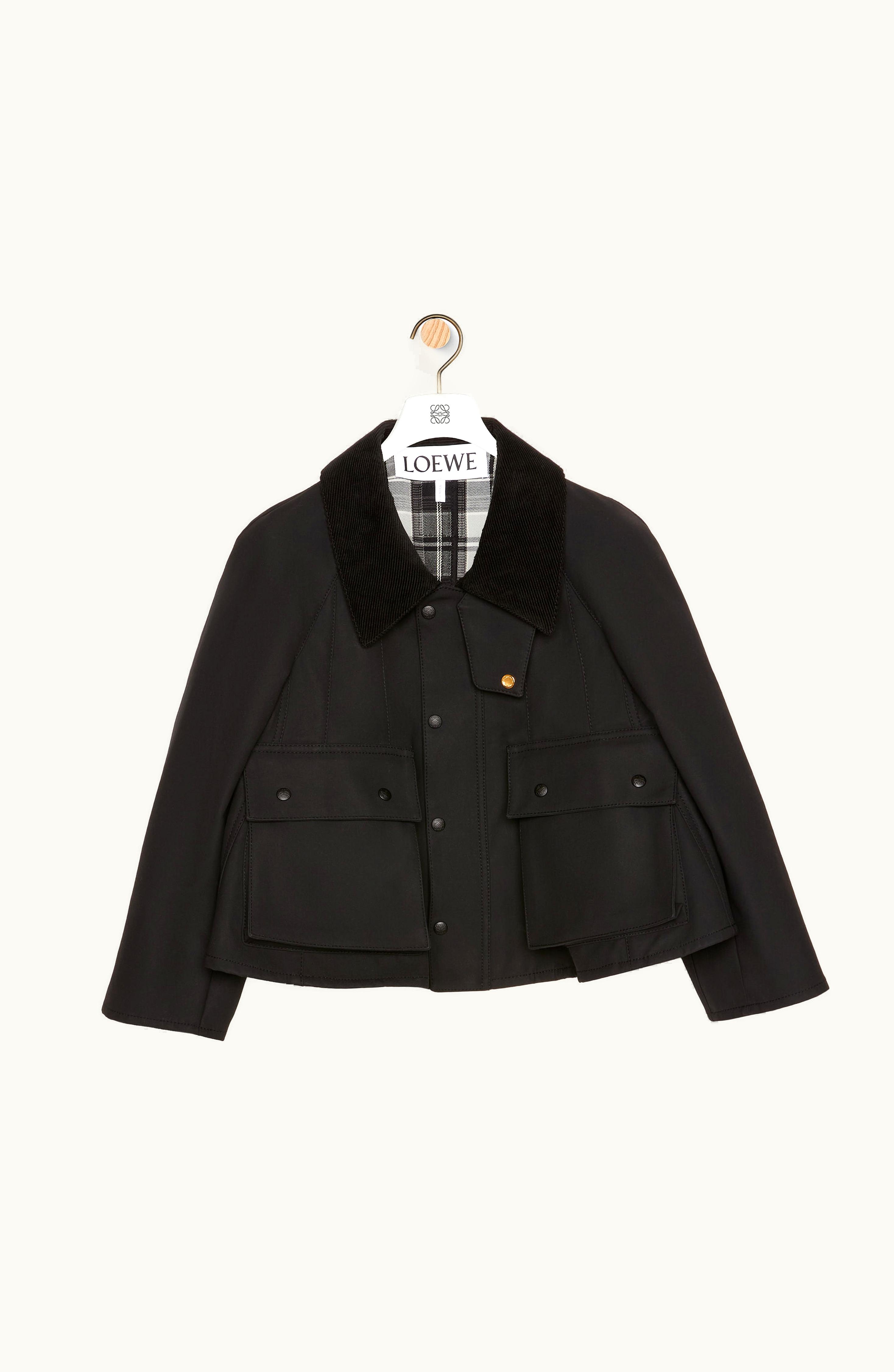 Loewe Loewe Trapeze Parka In Waxed Cotton Black / Grey / White