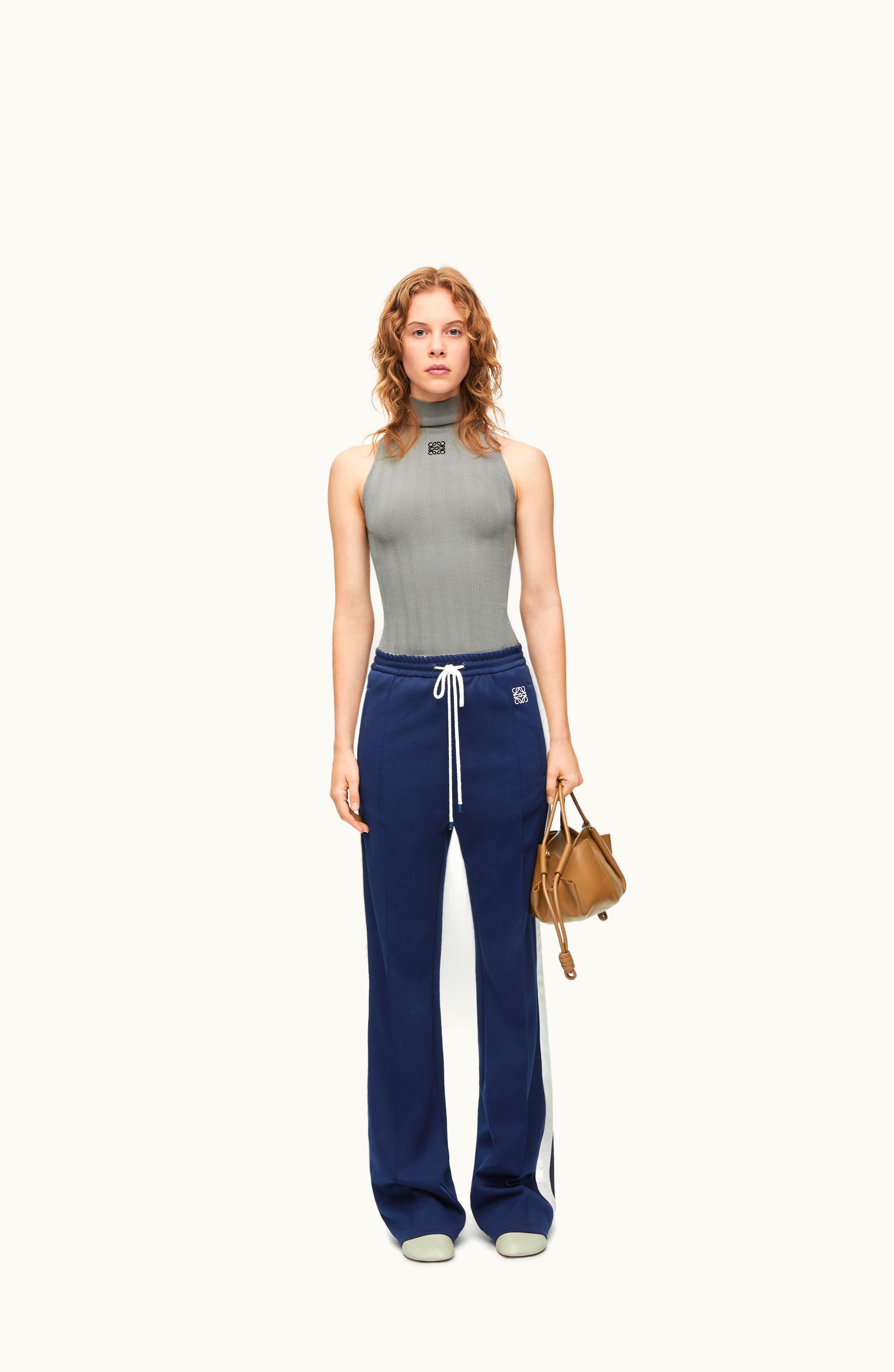 Loewe Loewe High Neck Top In Cotton Blend Sparkling Grey
