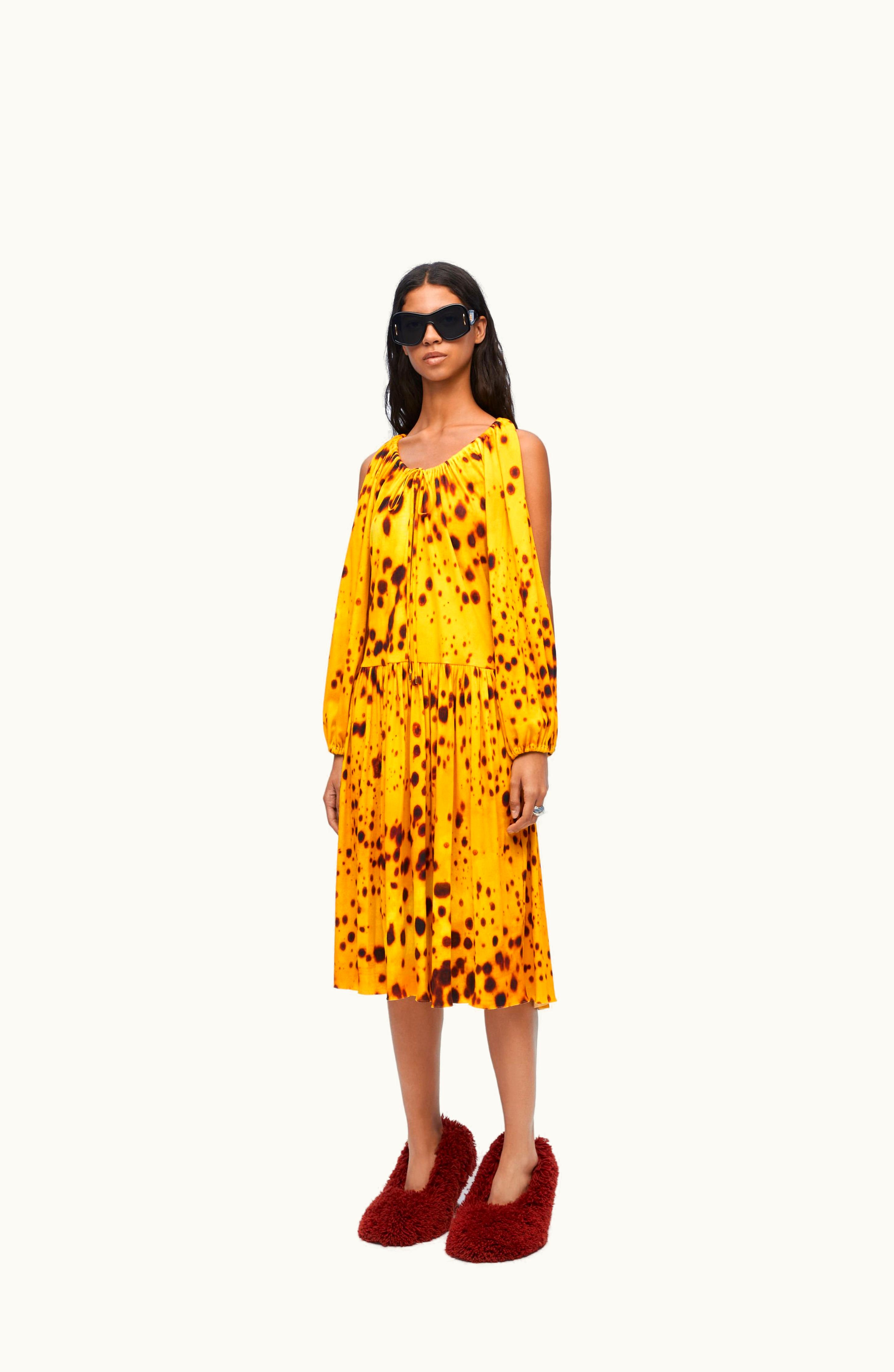 Loewe Loewe Dress In Cotton Yellow Gold / Multicolor