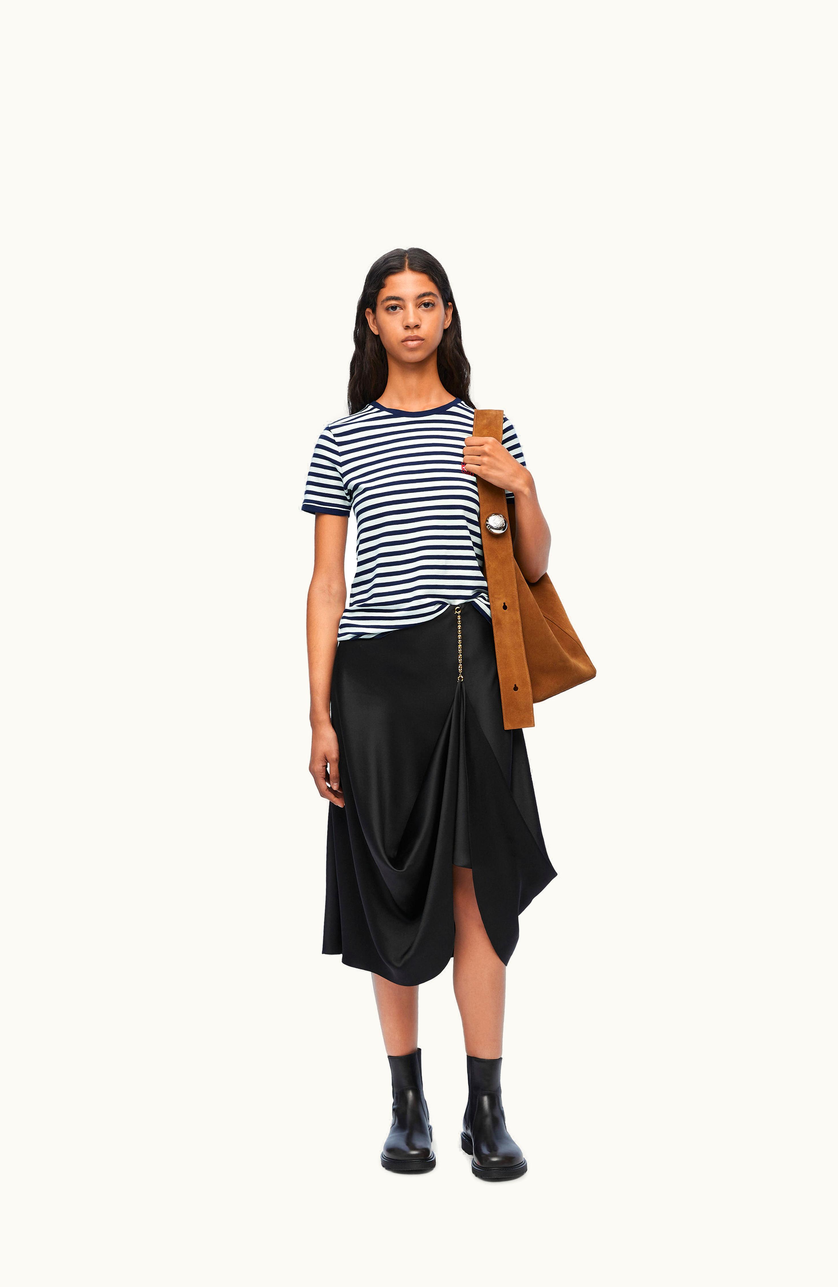 Loewe Loewe Slim Fit T-Shirt In Viscose Blend White / Navy