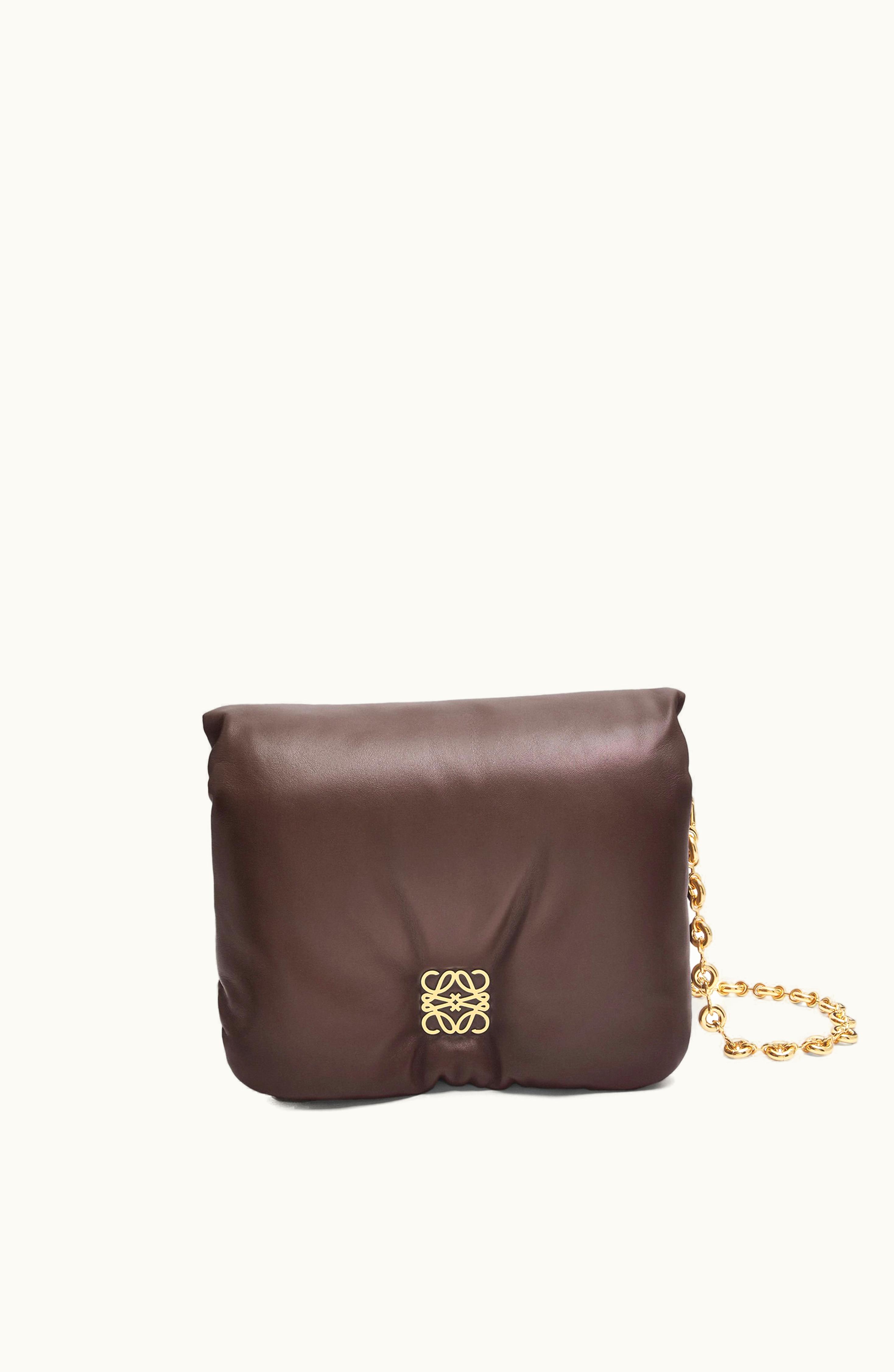 Loewe Loewe Puffer Goya Shoulder Bag In Shiny Nappa Lambskin Dark Chocolate
