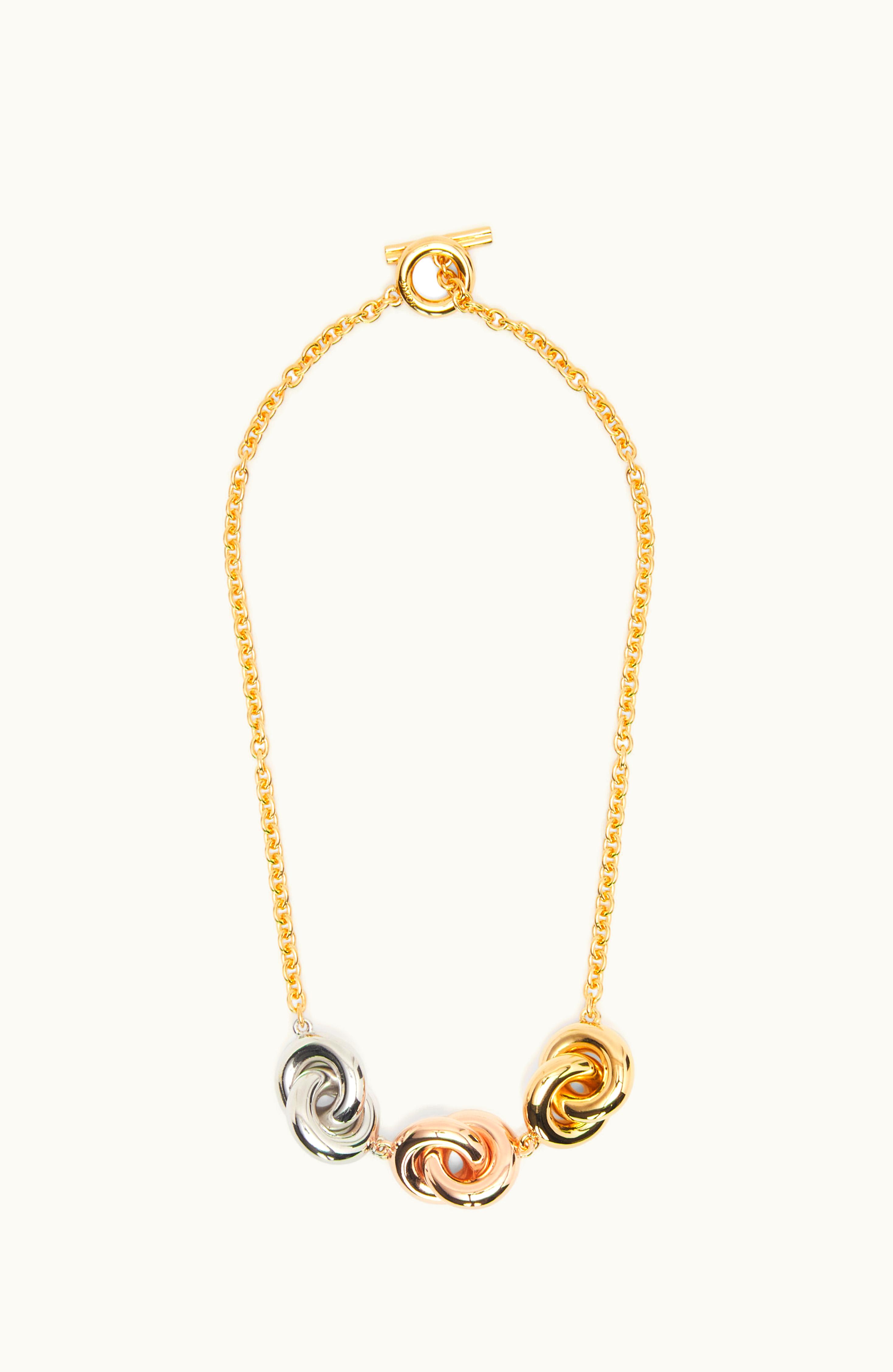 Loewe Loewe Donut Trio Link Necklace In Sterling Silver Silver / Gold / Rose Gold