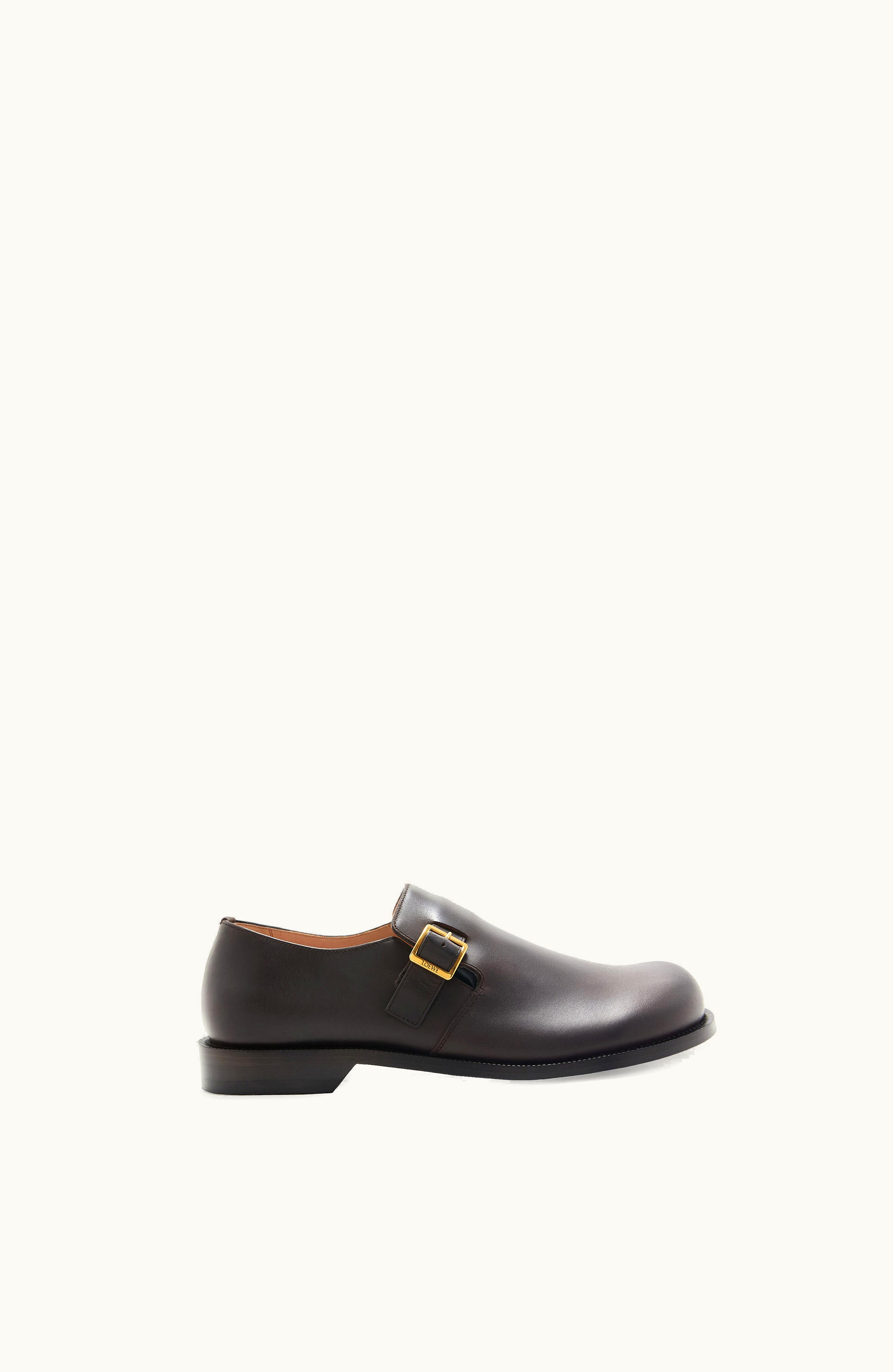 Loewe Loewe Campo Buckle Derby In Calfskin Dark Brown