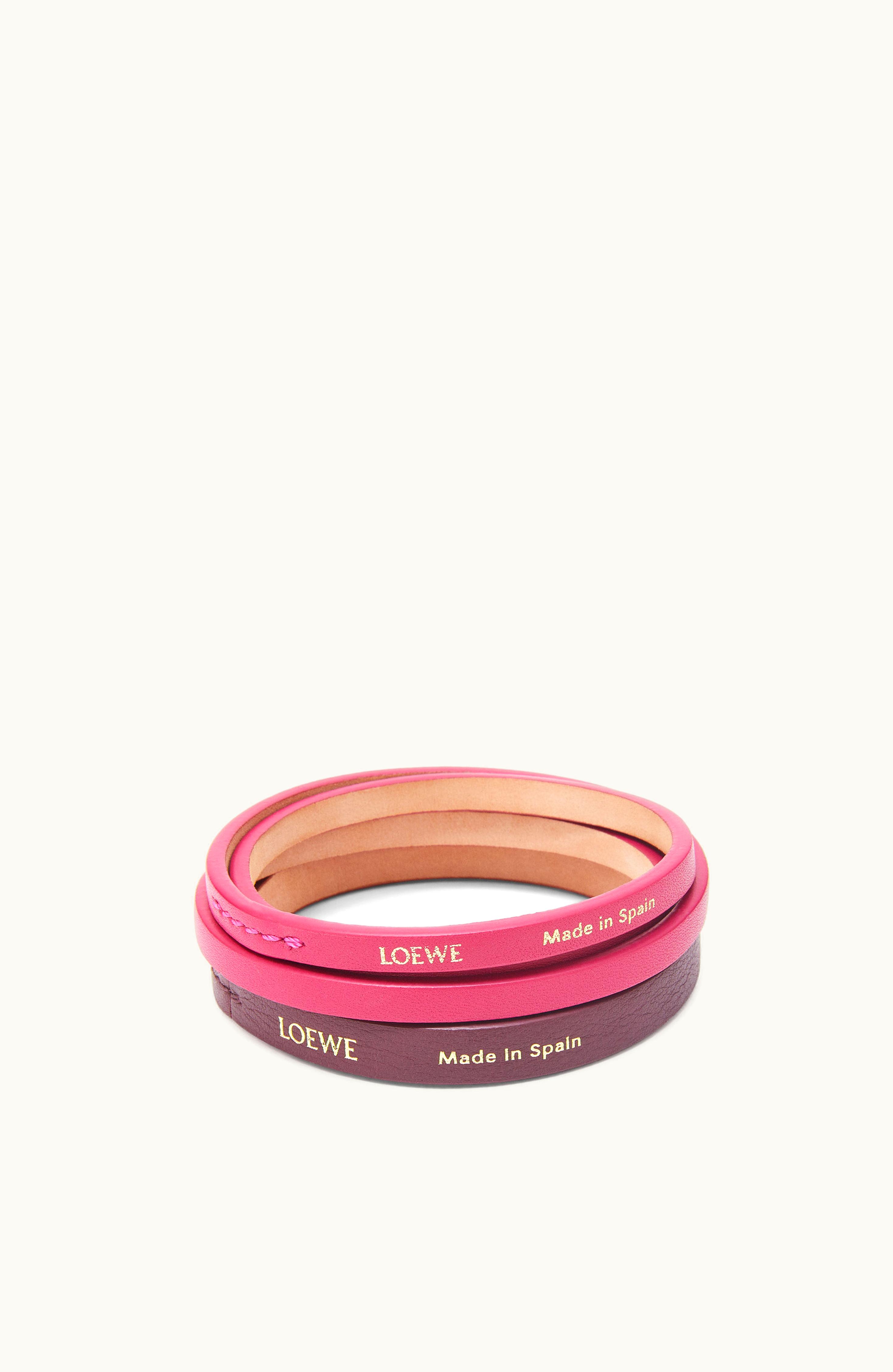 Loewe Loewe Double Bangle Set In Classic Calfskin Burgundy / Magenta