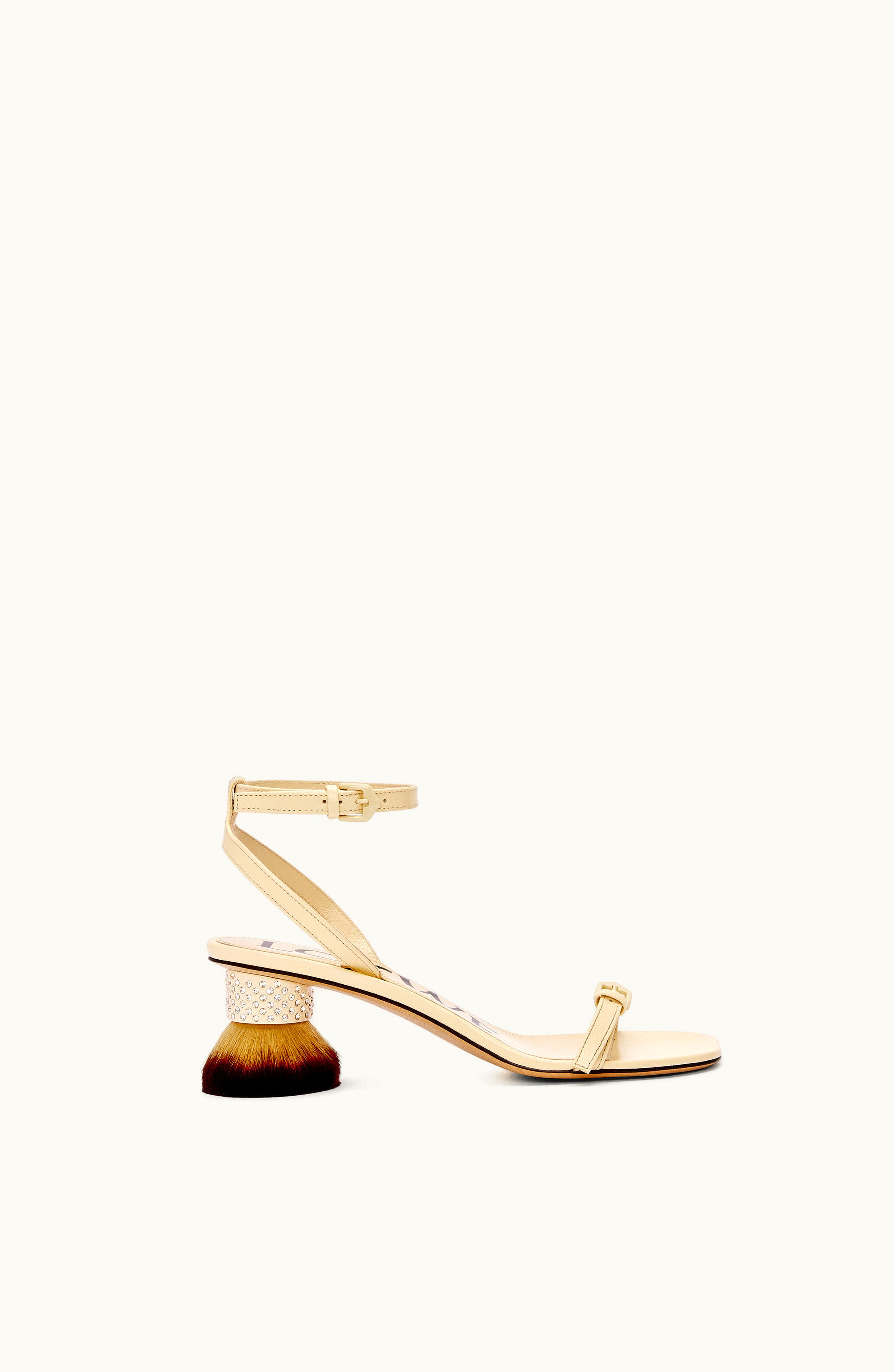 Loewe Loewe Petal Brush Heel Sandal In Lambskin Oat Milk