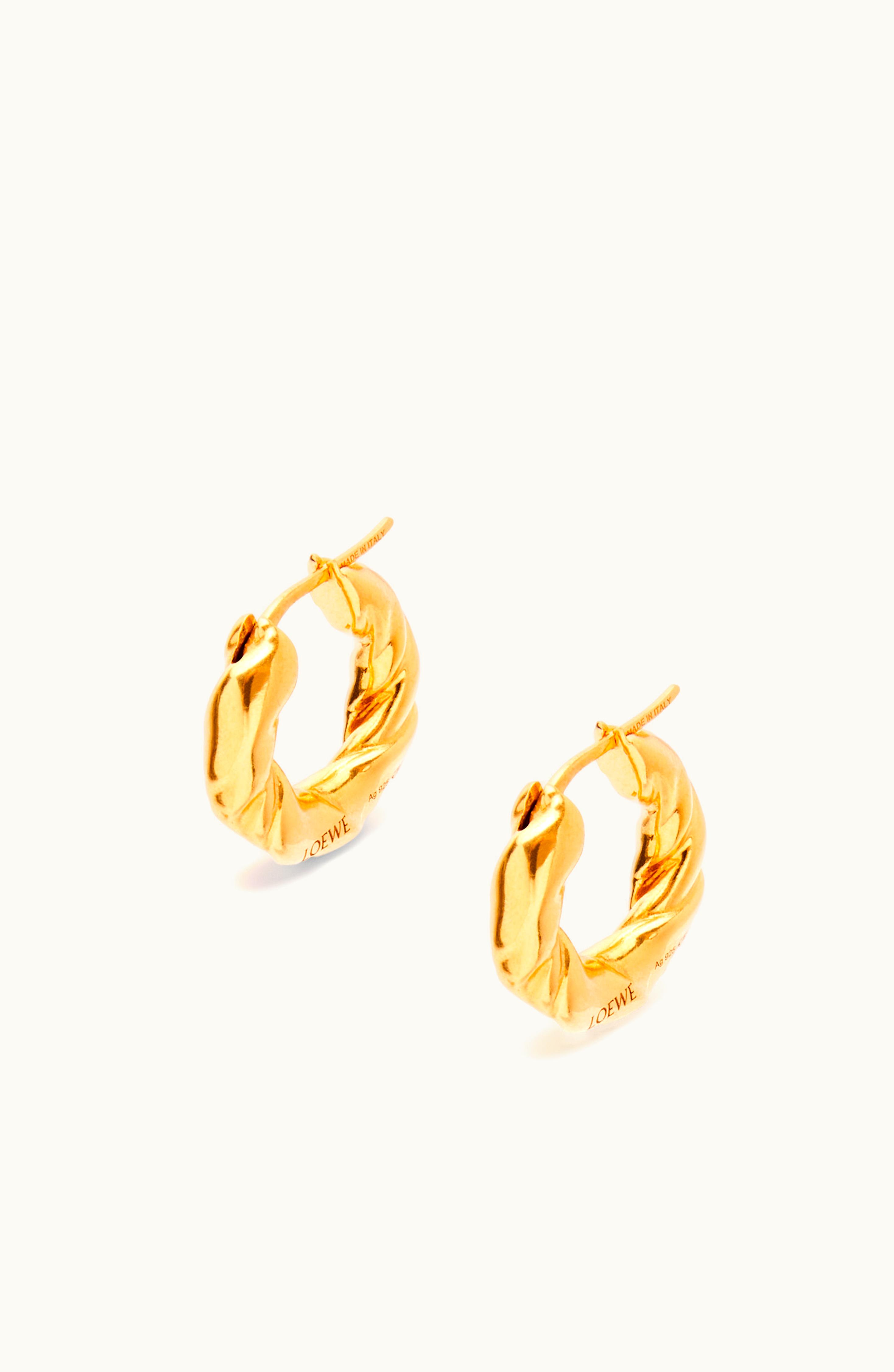 Loewe Loewe Small Nappa Twist Hoops In Sterling Silver Gold