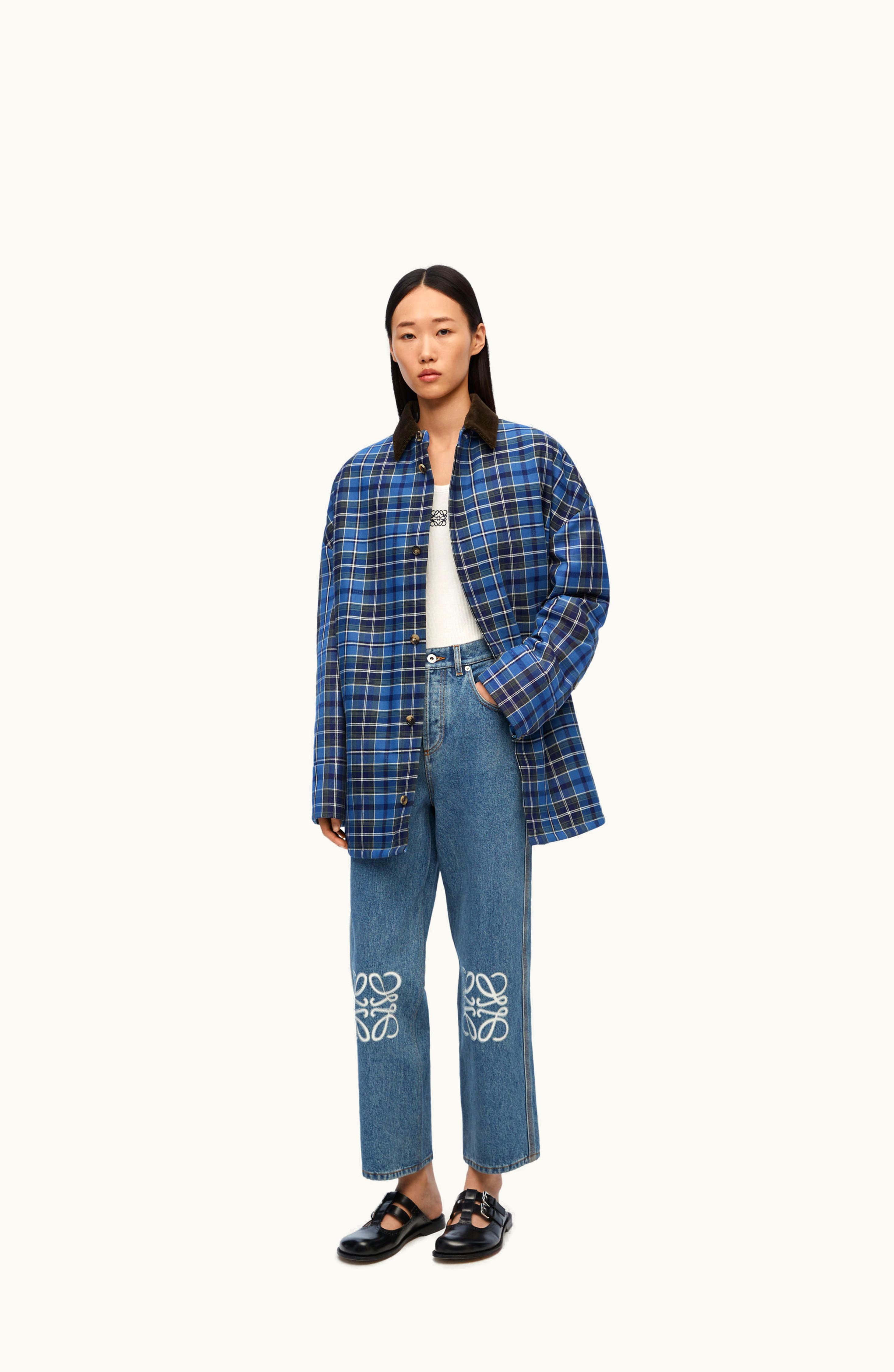 Loewe Loewe Overshirt In Wool Blend Blue / Green / White