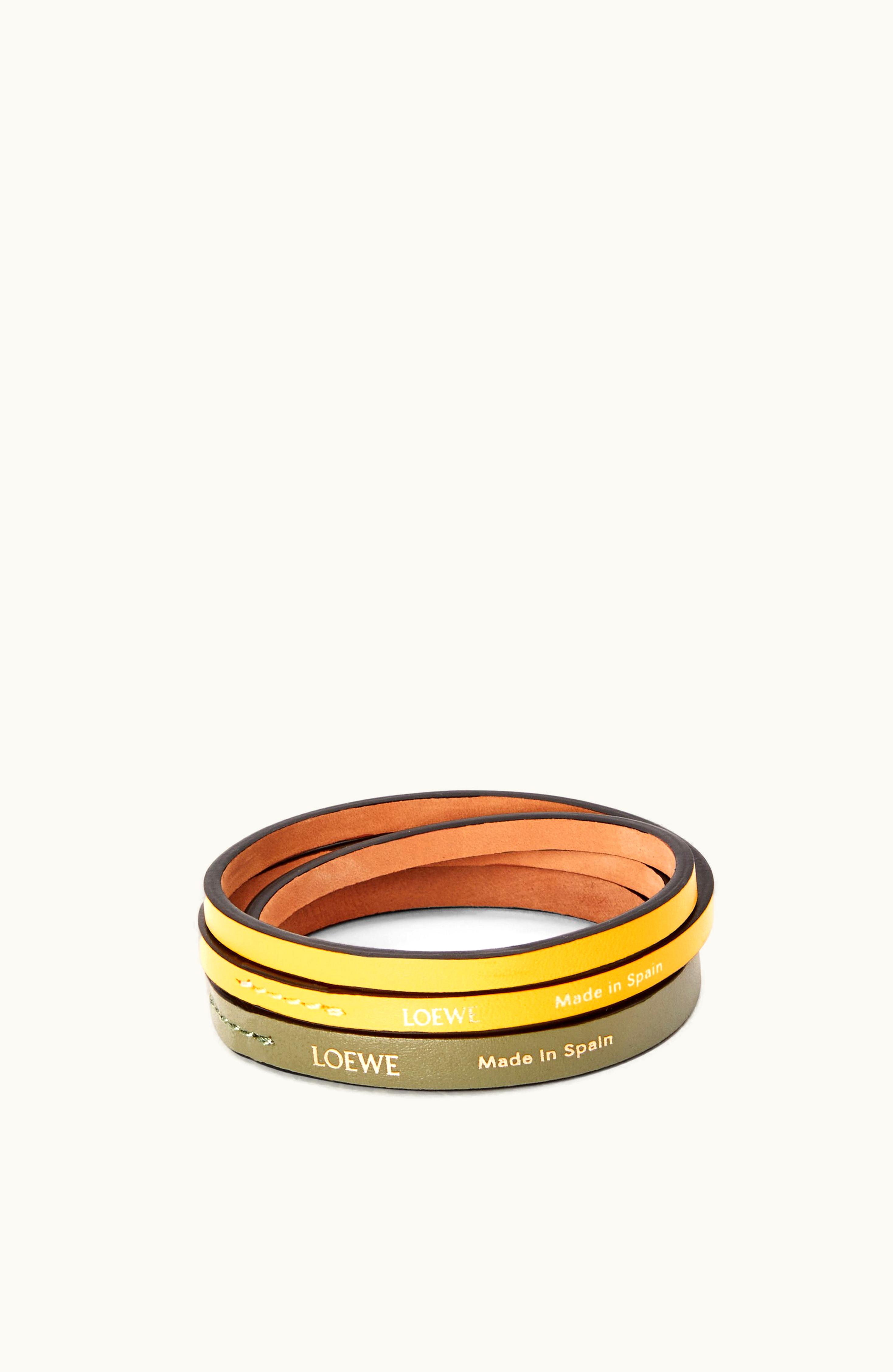 Loewe Loewe Double Bangle Set In Classic Calfskin Yellow / Avocado