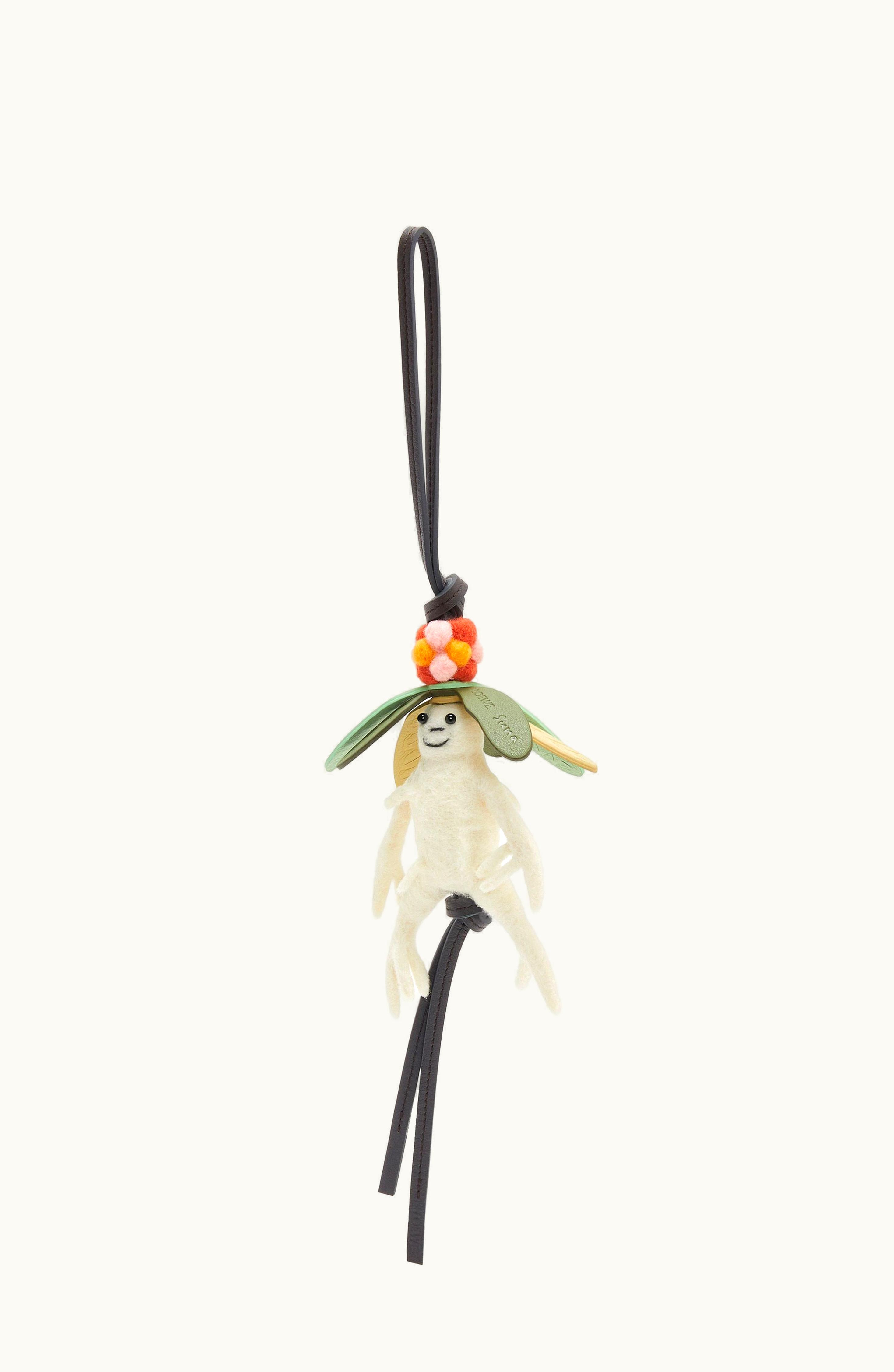 Loewe Loewe Mandragora Charm In Felt And Calfskin Soft White
