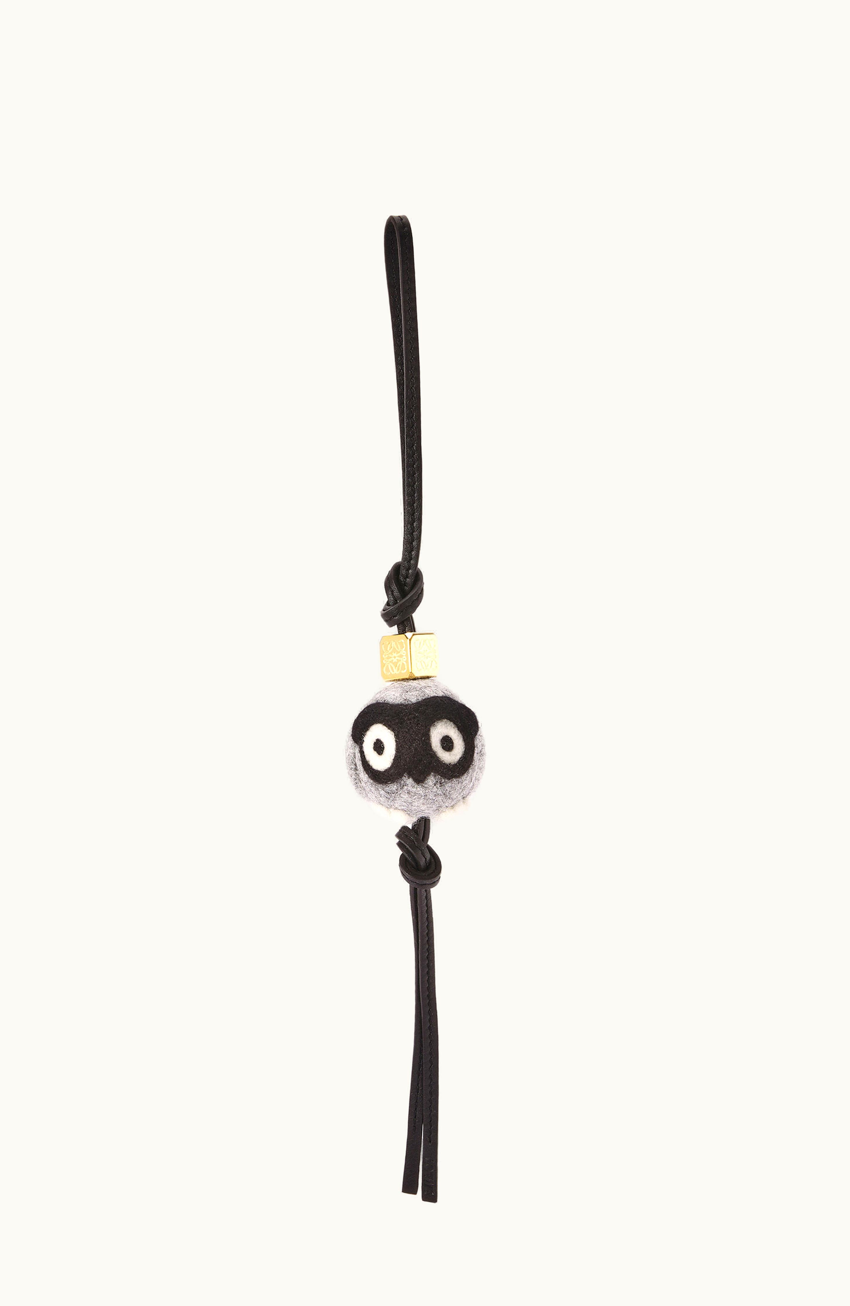 Loewe Loewe Owl Charm In Felt And Calfskin Light Grey / Black