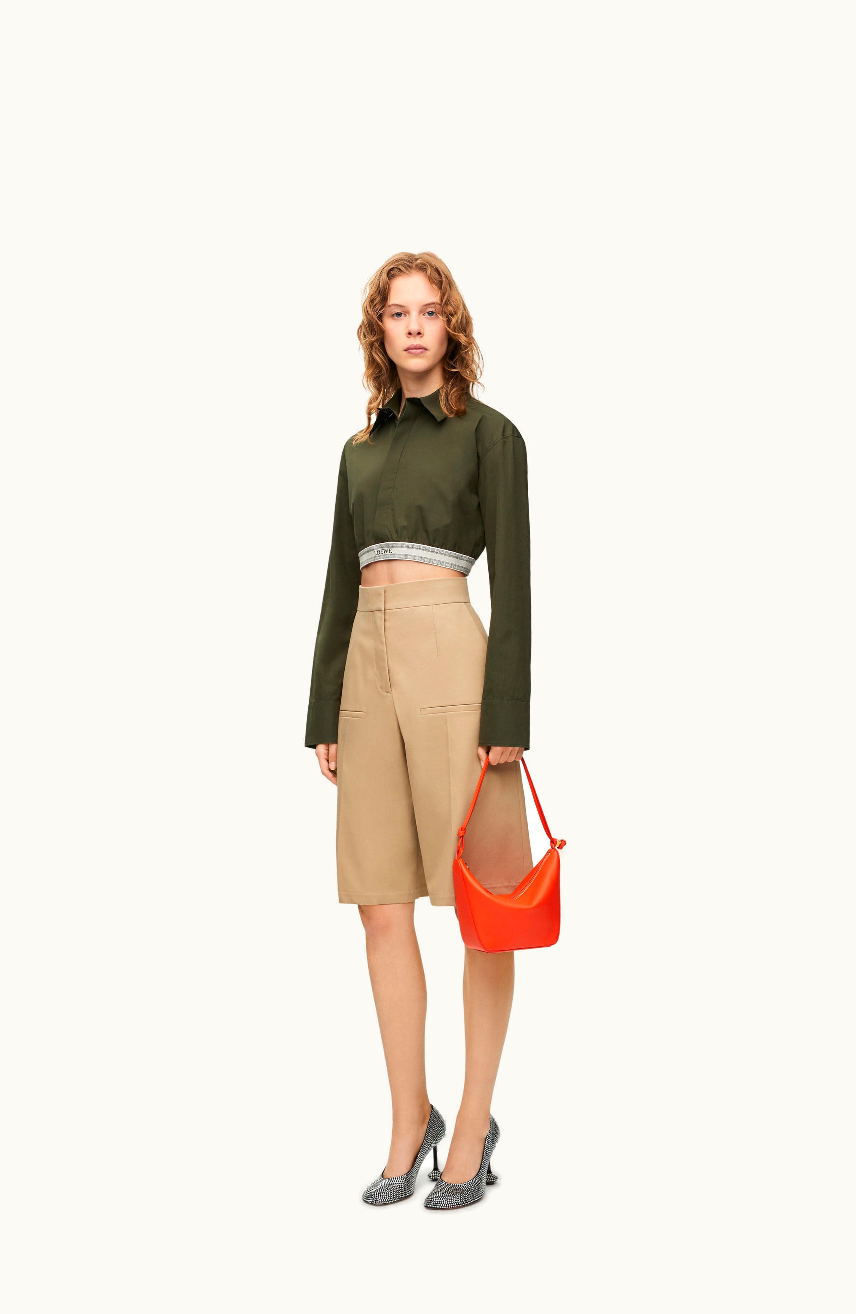 Loewe Loewe Cropped Shirt In Cotton Dark Olive Green