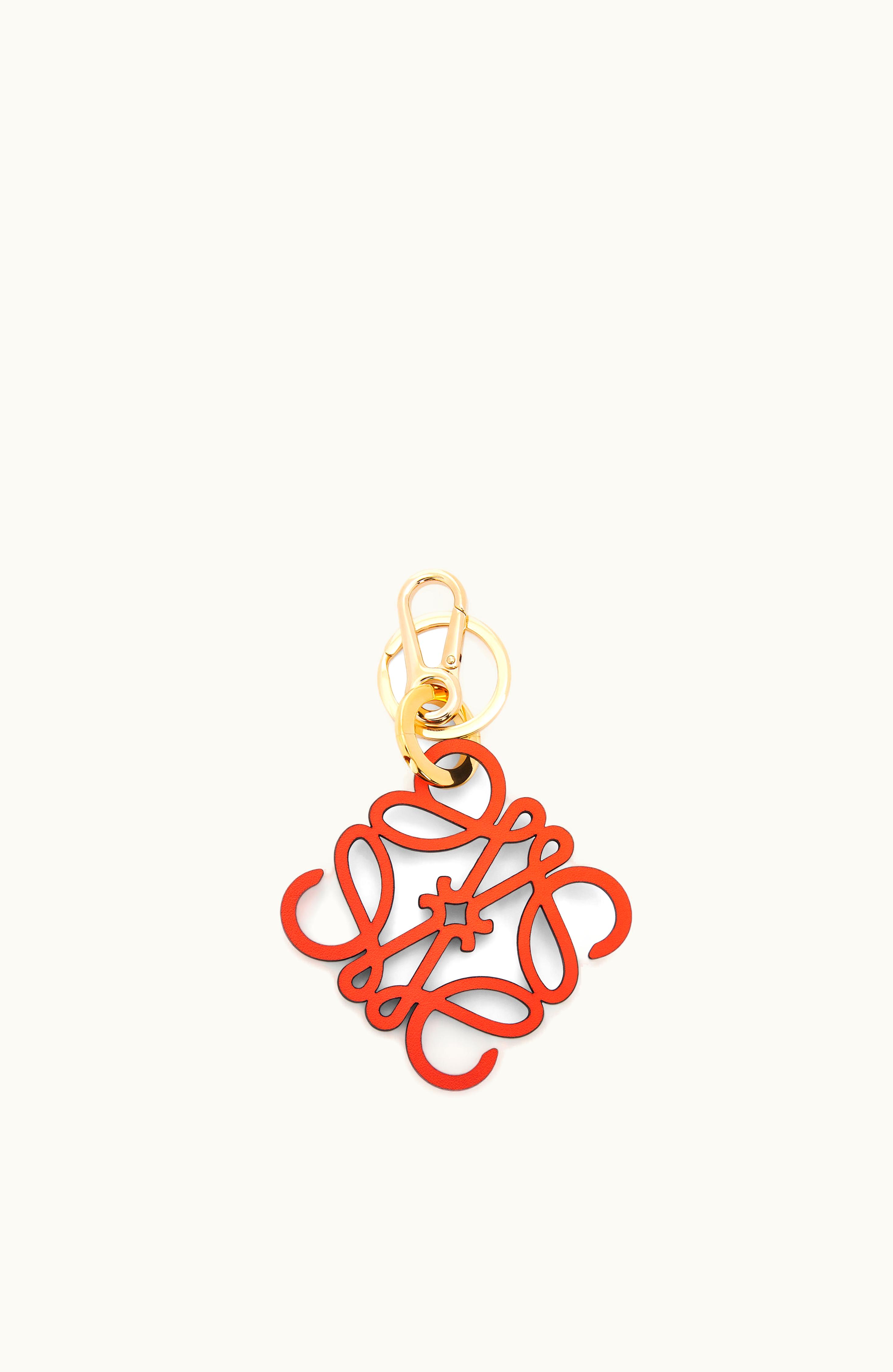 Loewe Loewe Anagram Charm In Calfskin Vivid Orange / Clay Green