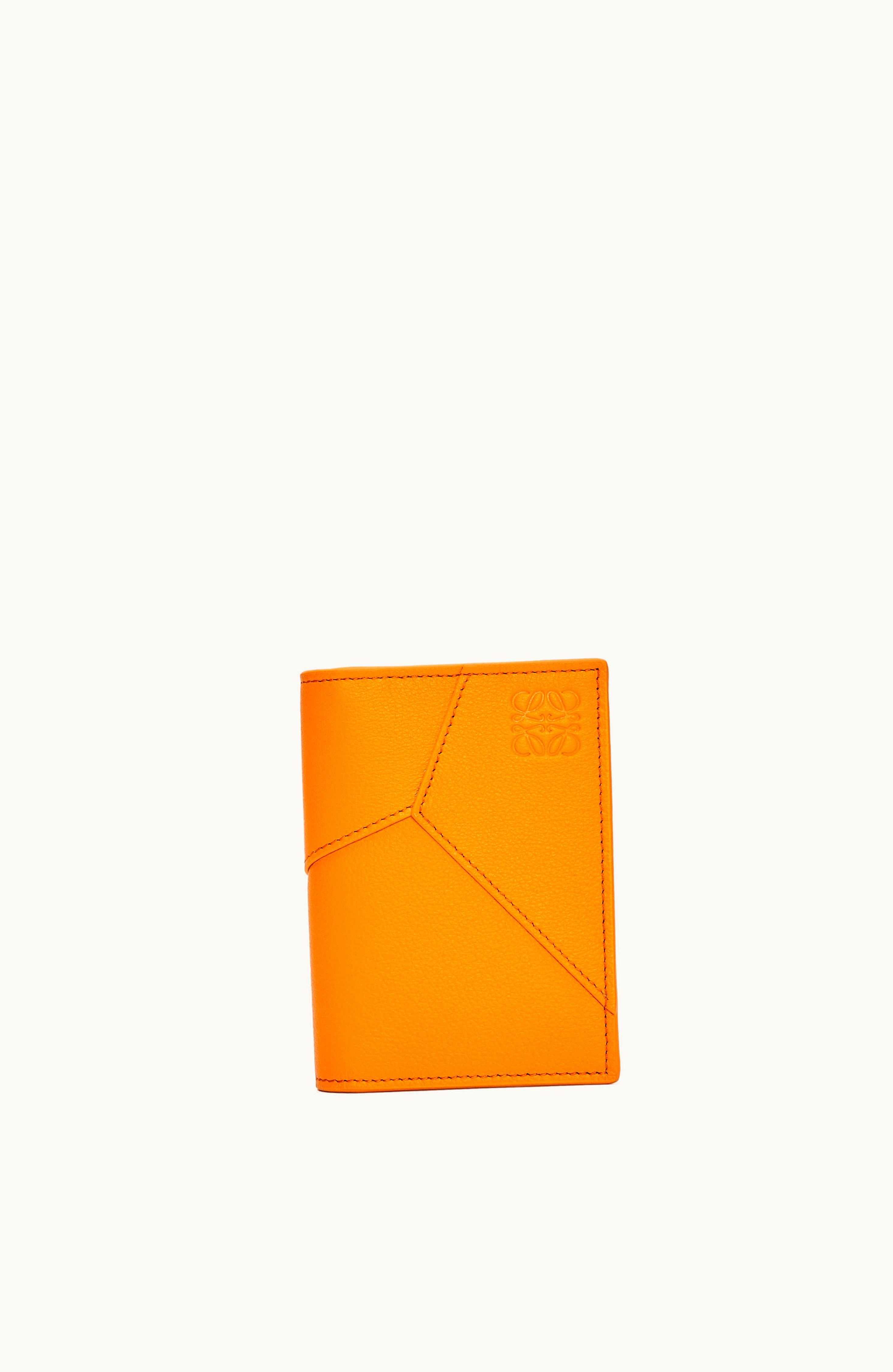 Loewe Loewe Puzzle Bifold Cardholder In Classic Calfskin Bright Mandarin