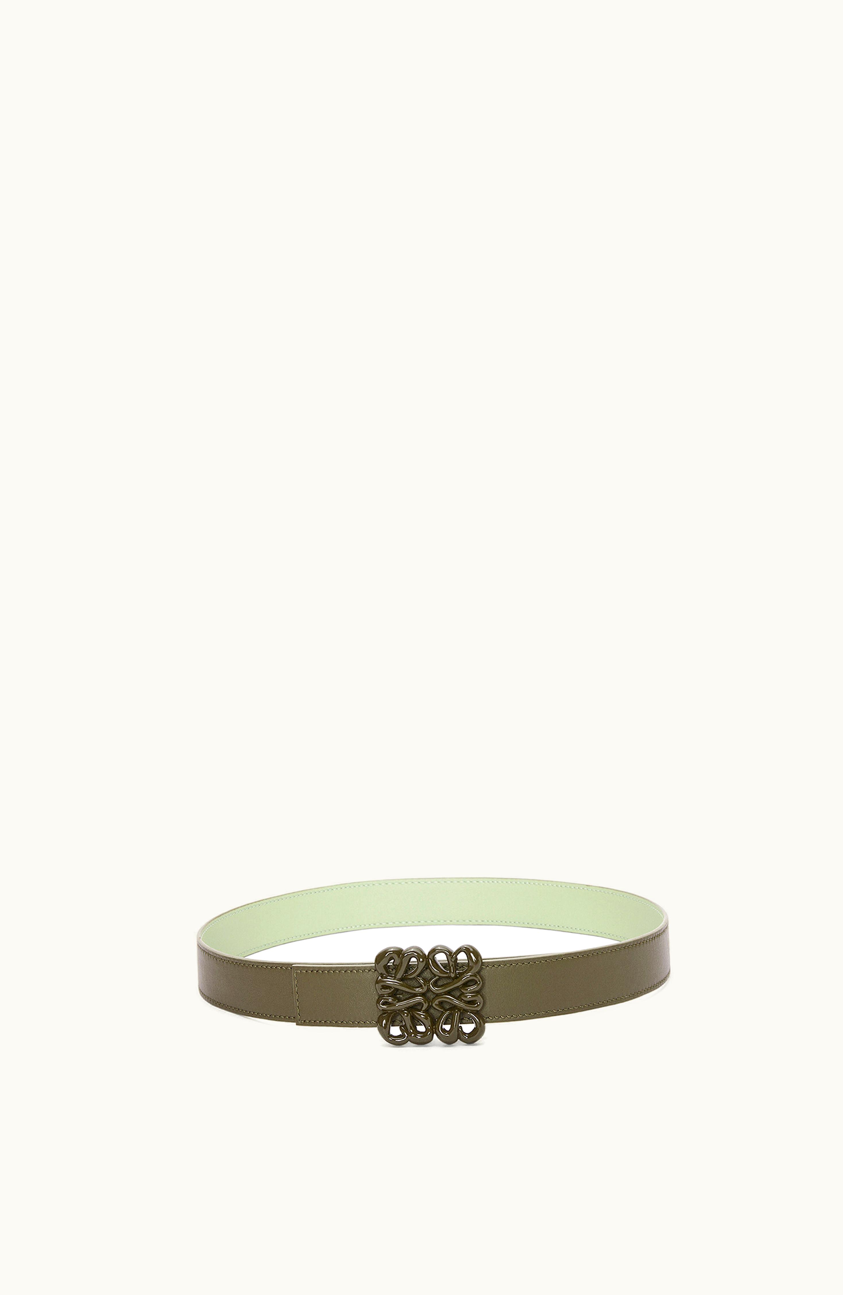 Loewe Loewe Inflated Anagram Belt In Soft Calfskin And Brass Tea Dust Glaze / Light Pale Gree