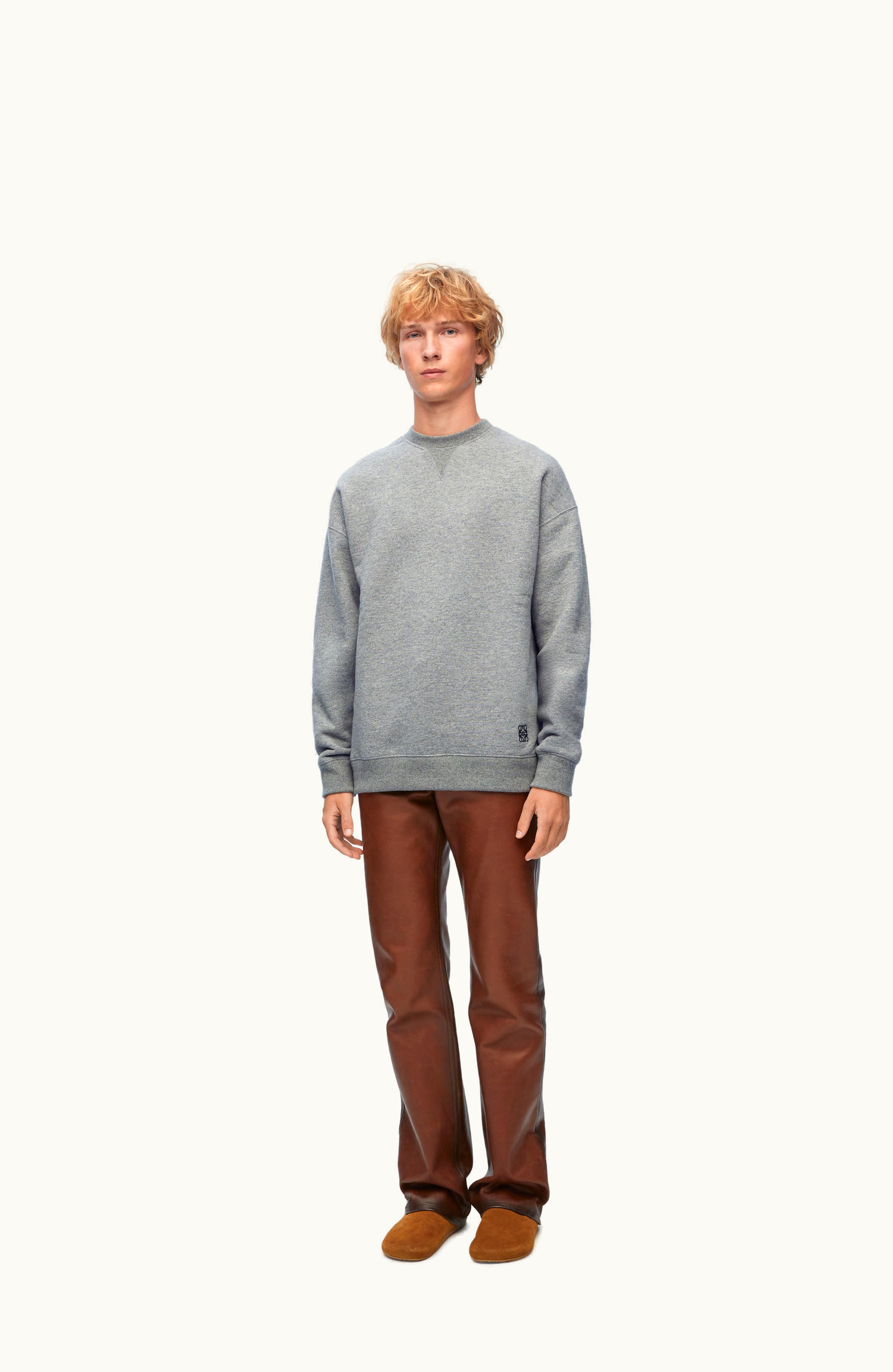 Loewe Loewe Relaxed Fit Sweatshirt In Cashmere And Cotton Lead Grey