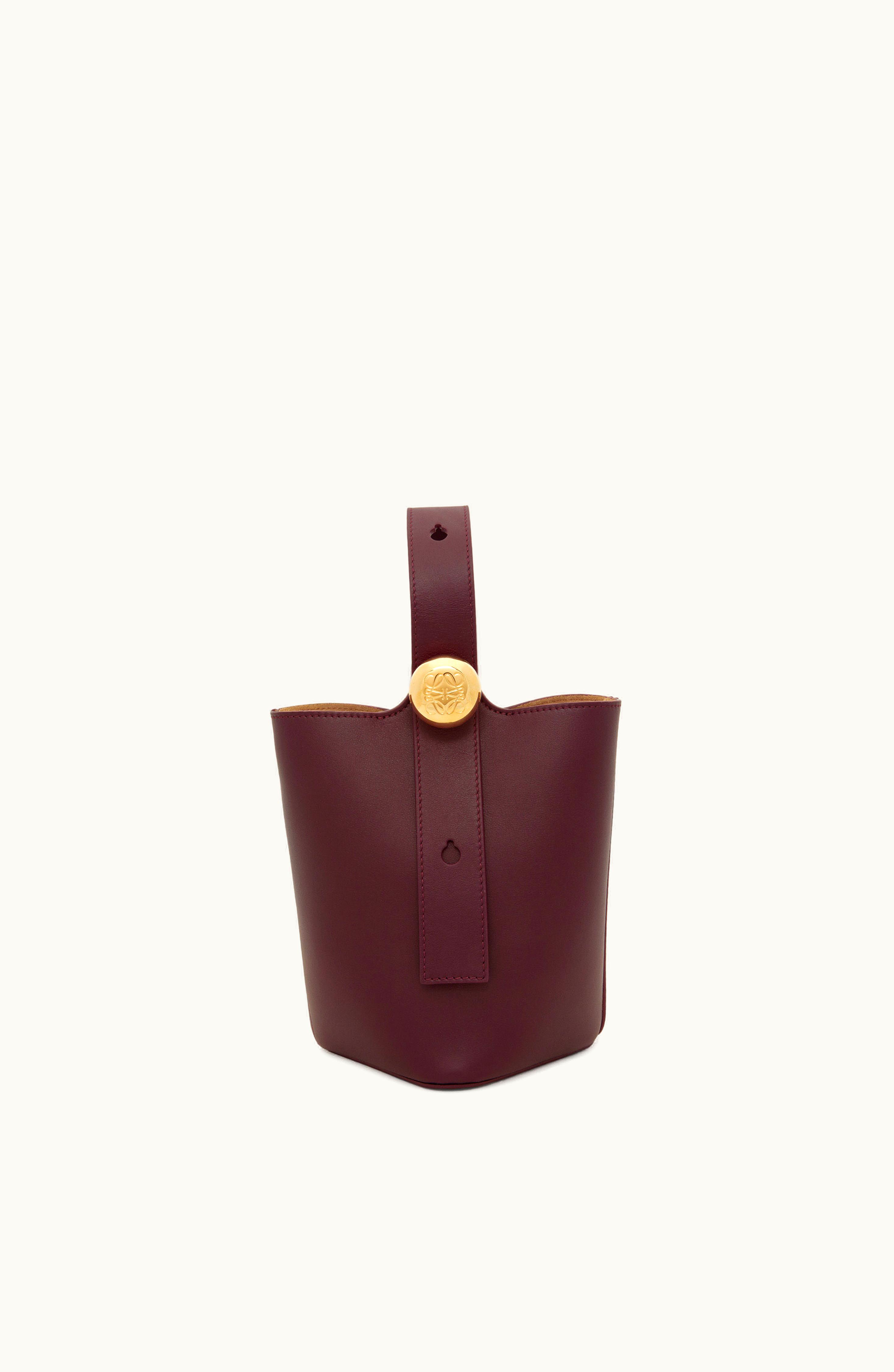 Loewe Loewe Mini Pebble Bucket Bag In Mellow Calfskin Dark Burgundy