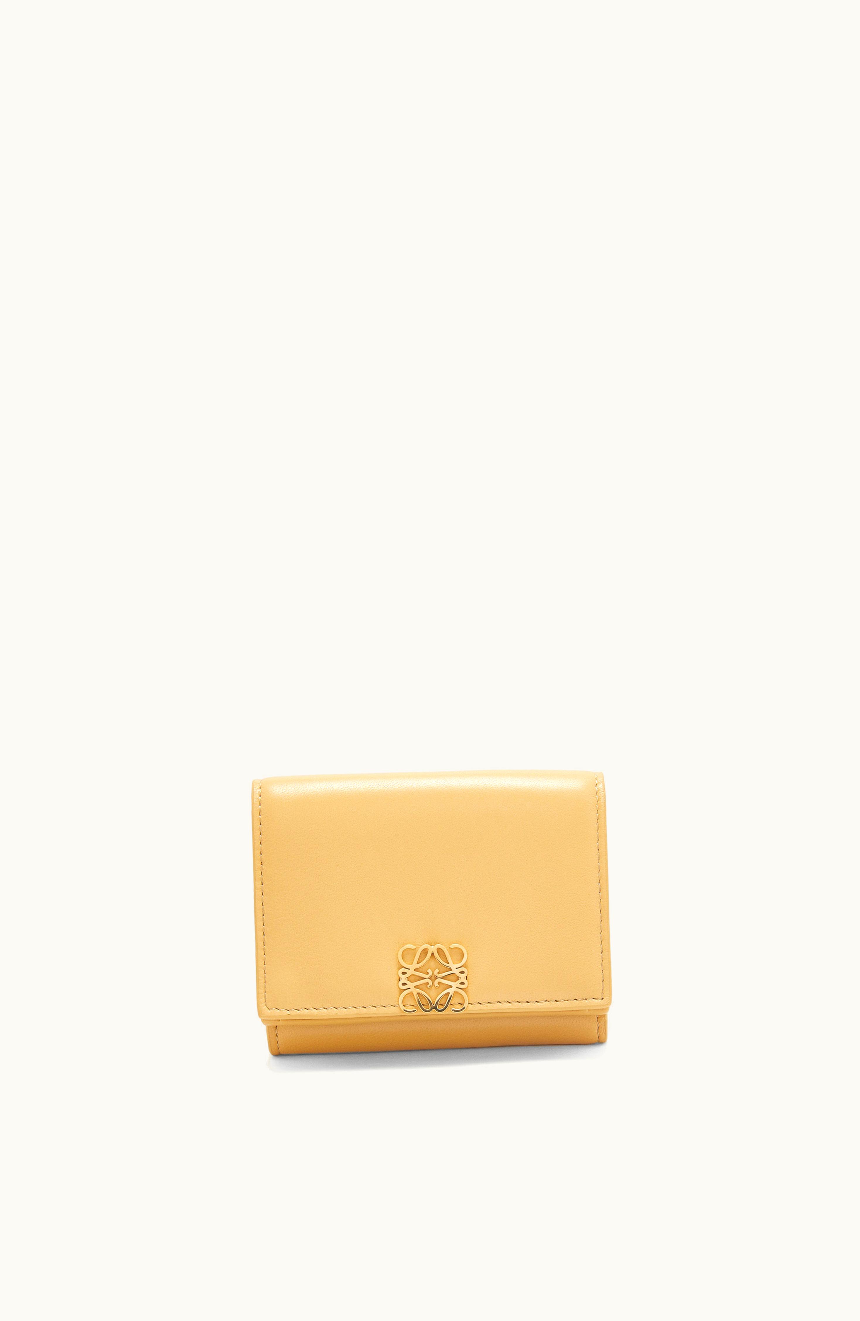 Loewe Loewe Puffer Anagram Trifold Wallet In Shiny Nappa Calfskin Dark Butter