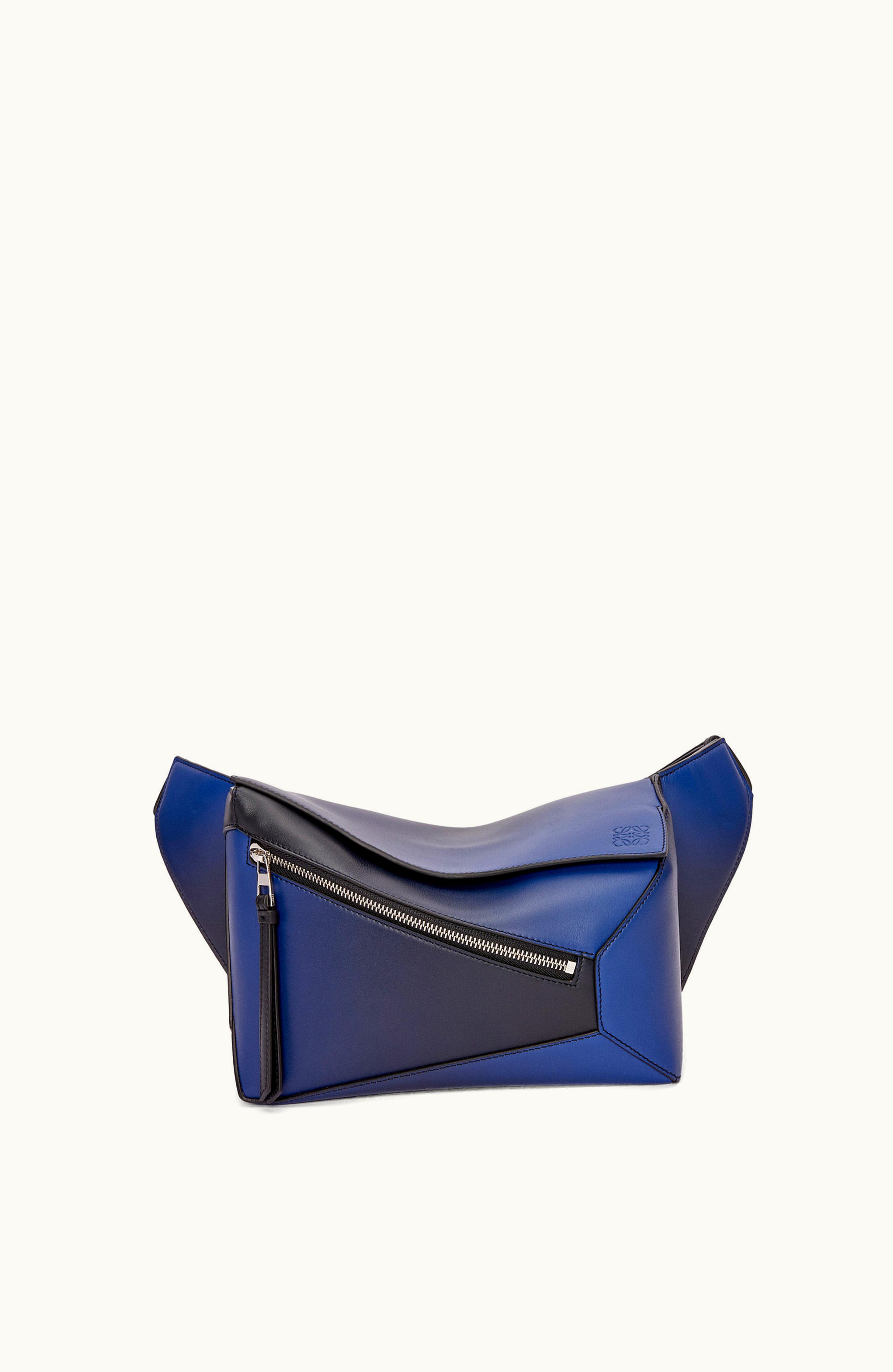 Loewe Loewe Small Puzzle Bumbag In Silk Calfskin Navy Blue
