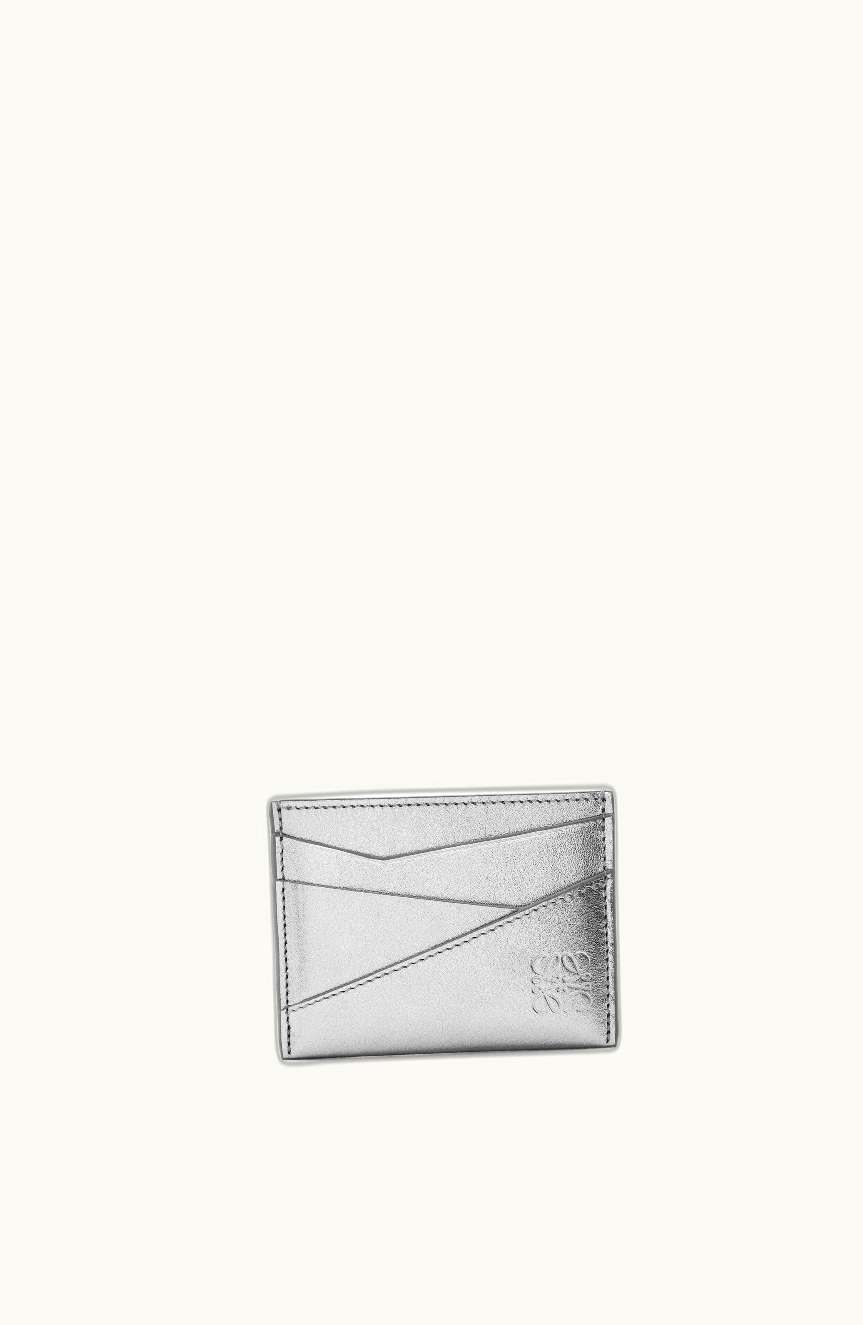 Loewe Loewe Puzzle Plain Cardholder In Metallic Calfskin Silver / Pearl Grey