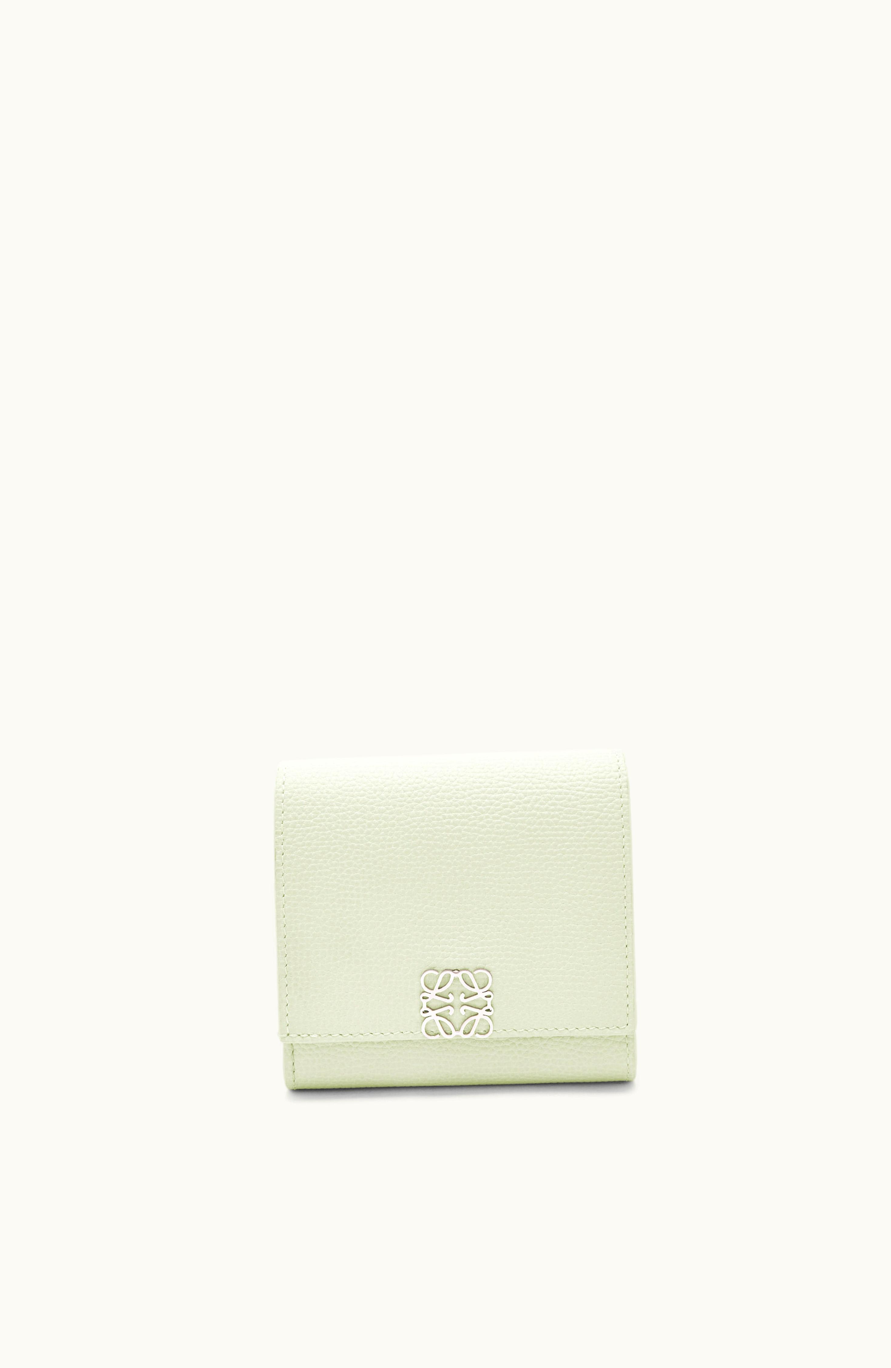 Loewe Loewe Anagram Compact Flap Wallet In Pebble Grain Calfskin Light Celadon