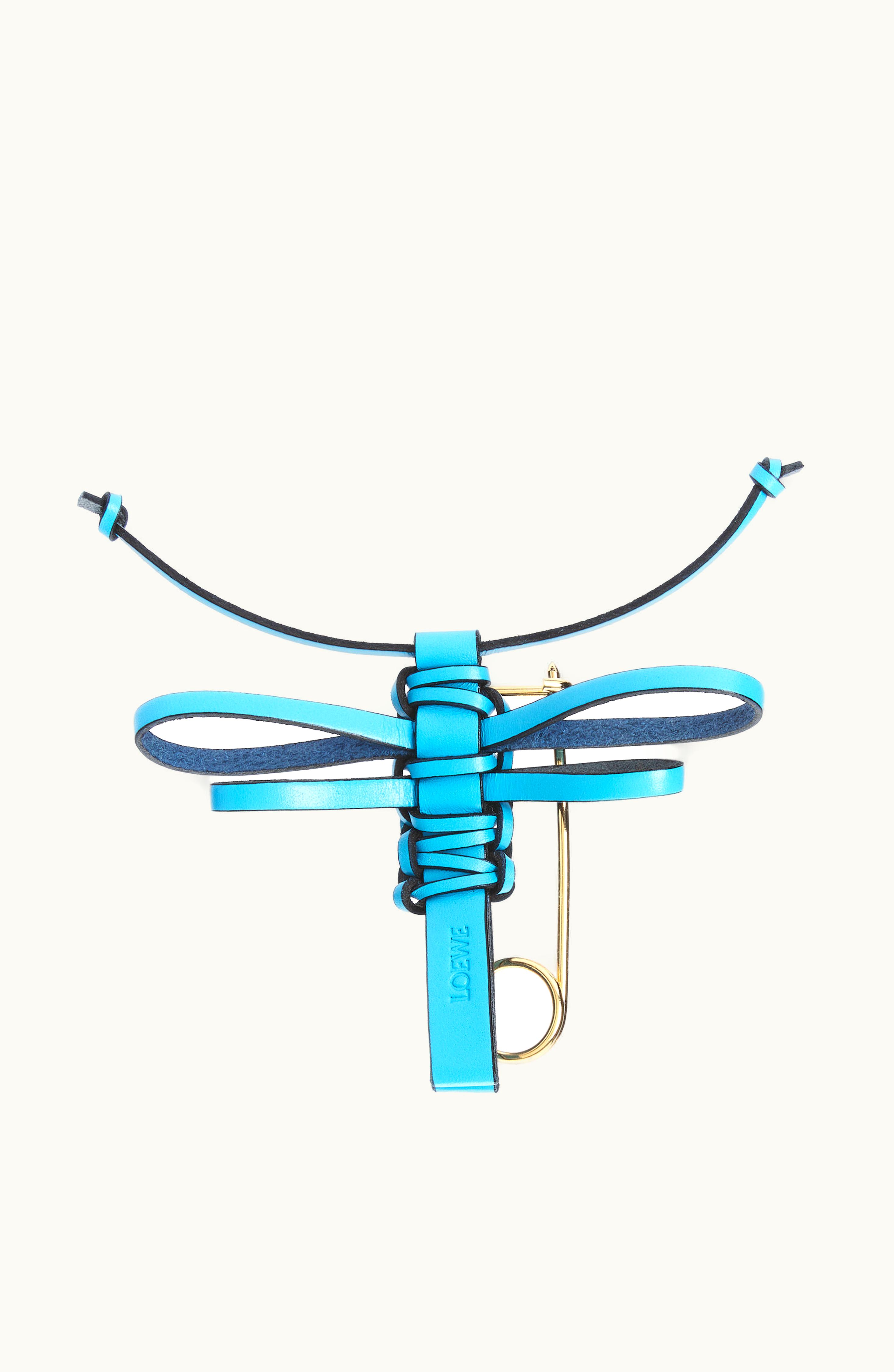 Loewe Loewe Butterfly Pin Charm In Calfskin And Metal Cyan
