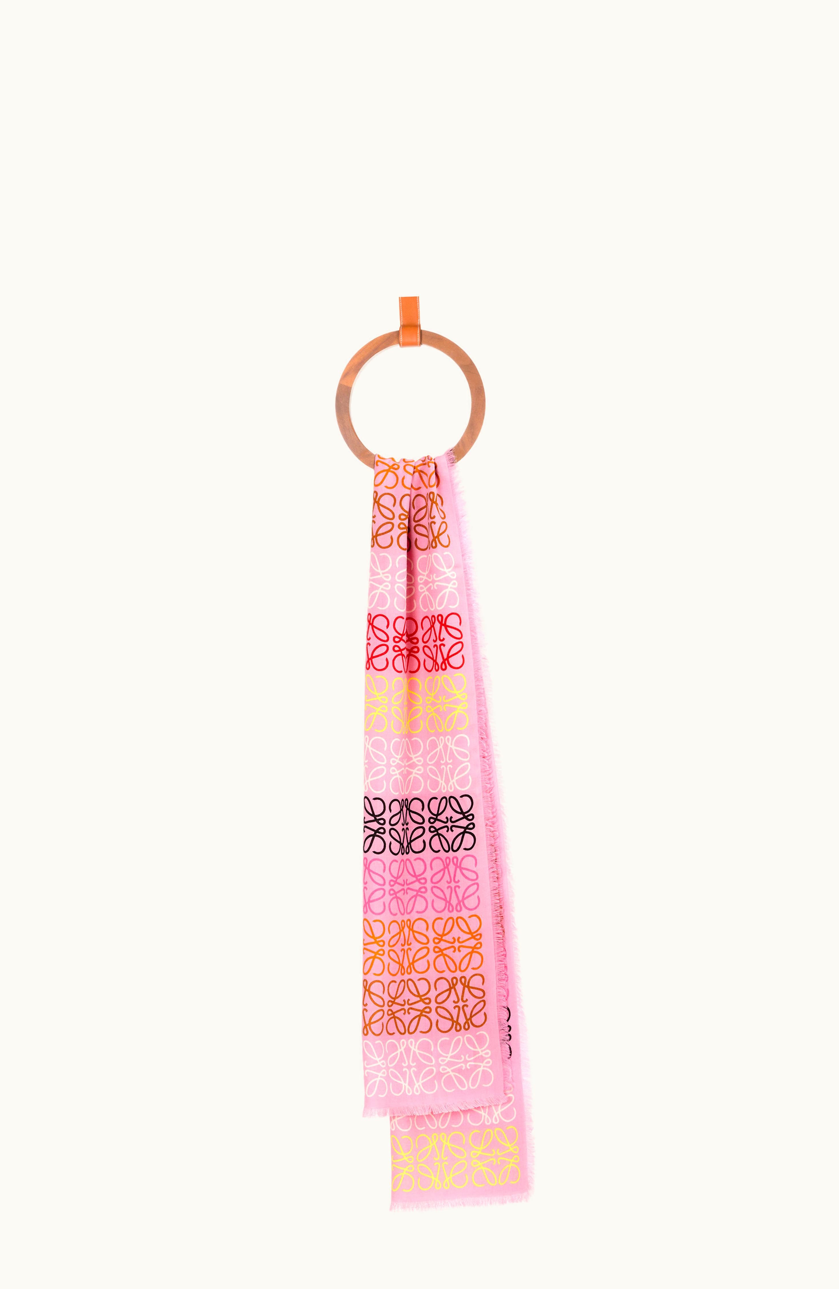 Loewe Loewe Anagram Scarf In Wool, Silk And Cashmere Pink Tulip / Multicolor