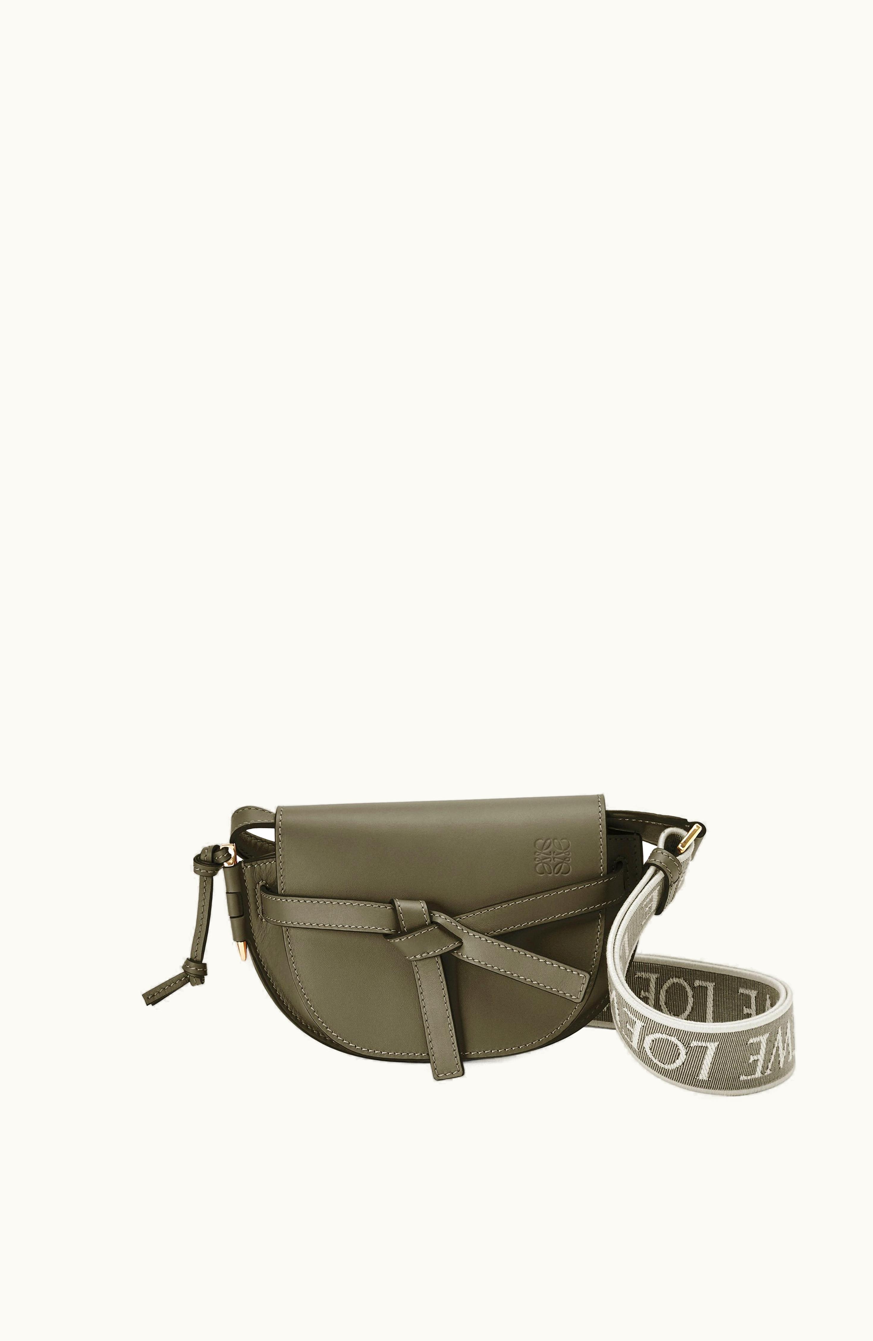 Loewe Loewe Mini Gate Dual Bag In Soft Calfskin And Jacquard Autumn Green