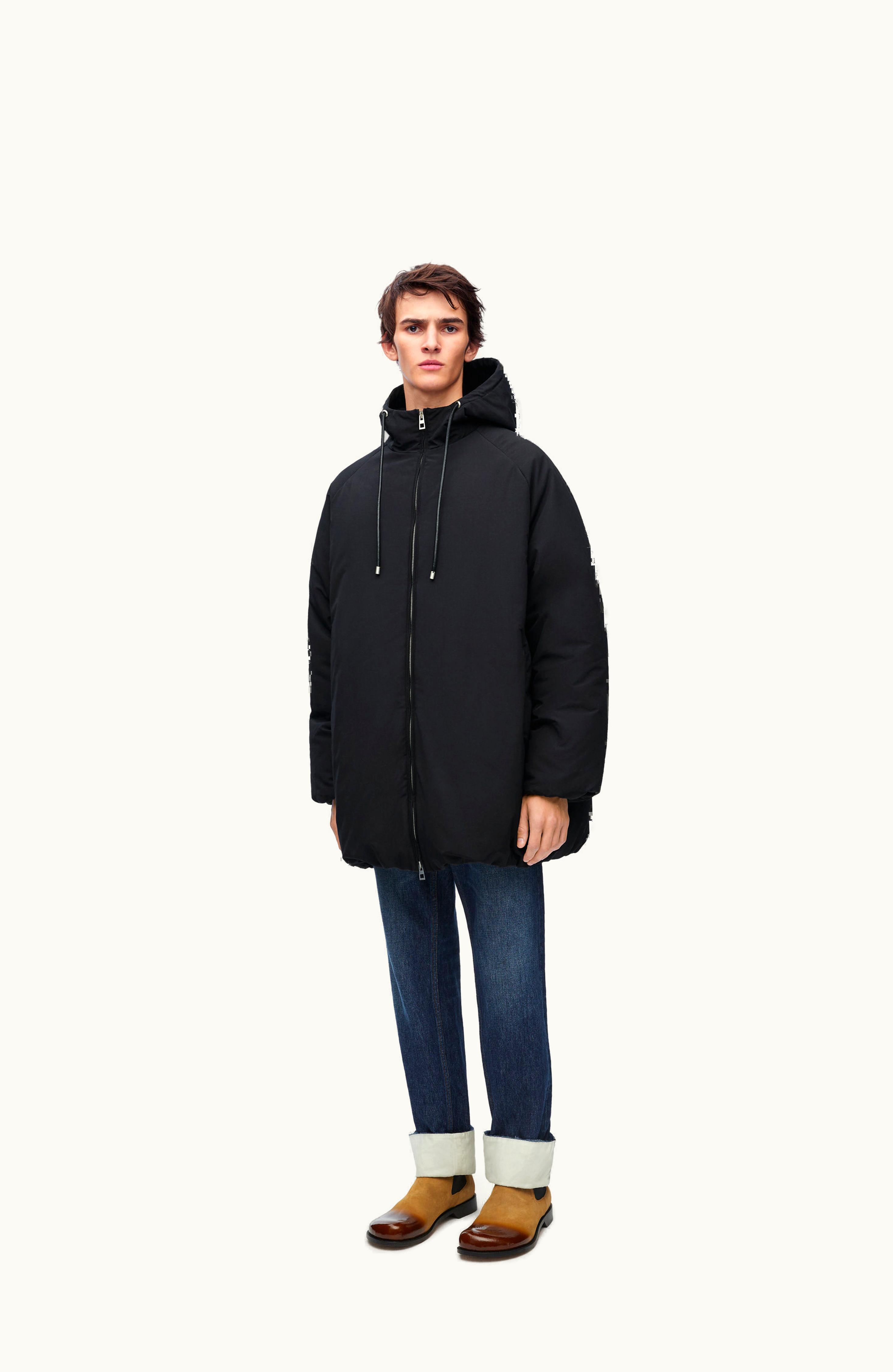 Loewe Loewe Padded Bomber Coat In Technical Cotton Black