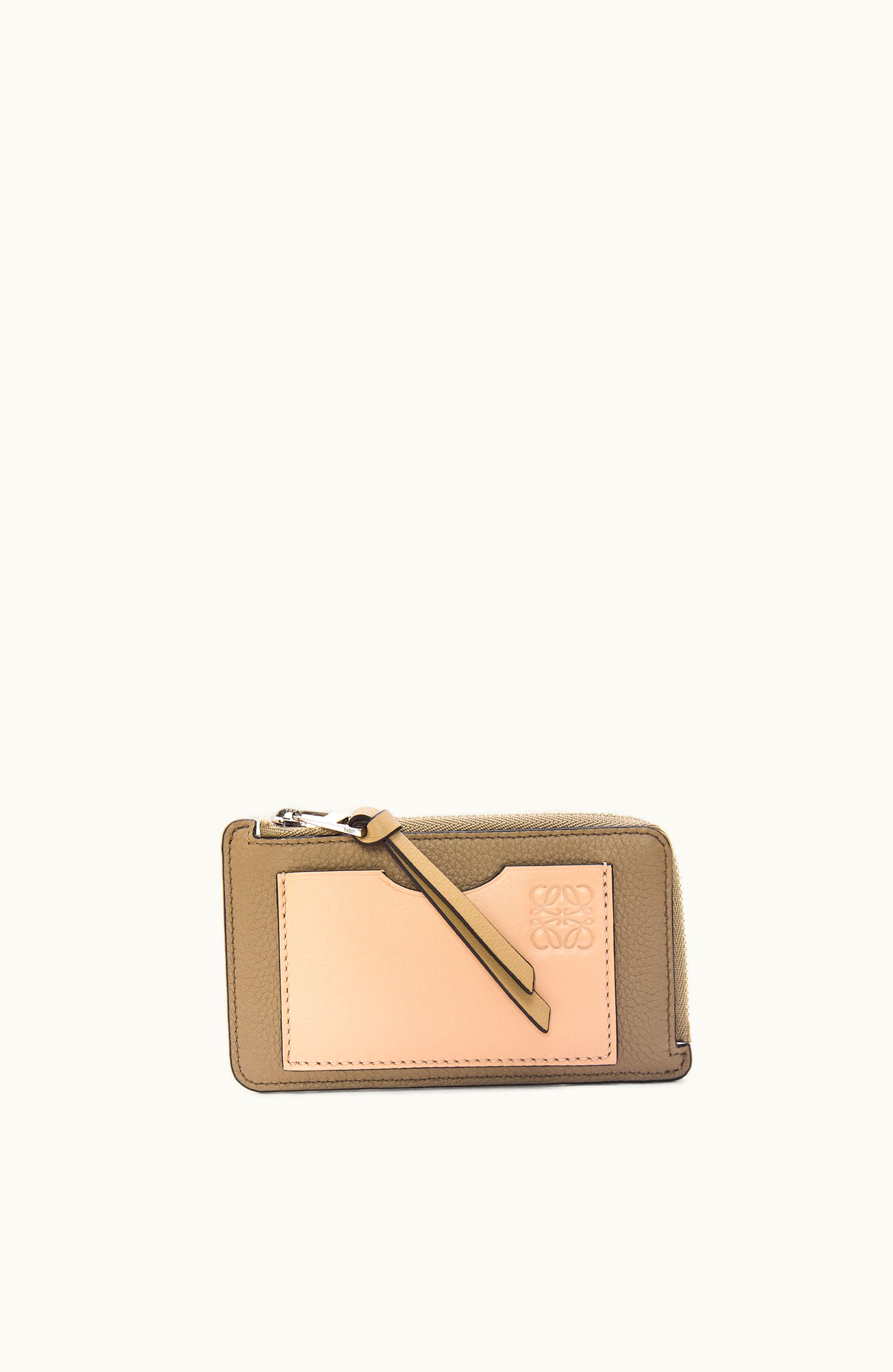 Loewe Loewe Coin Cardholder In Soft Grained Calfskin Artichoke Green / Dusty Beige