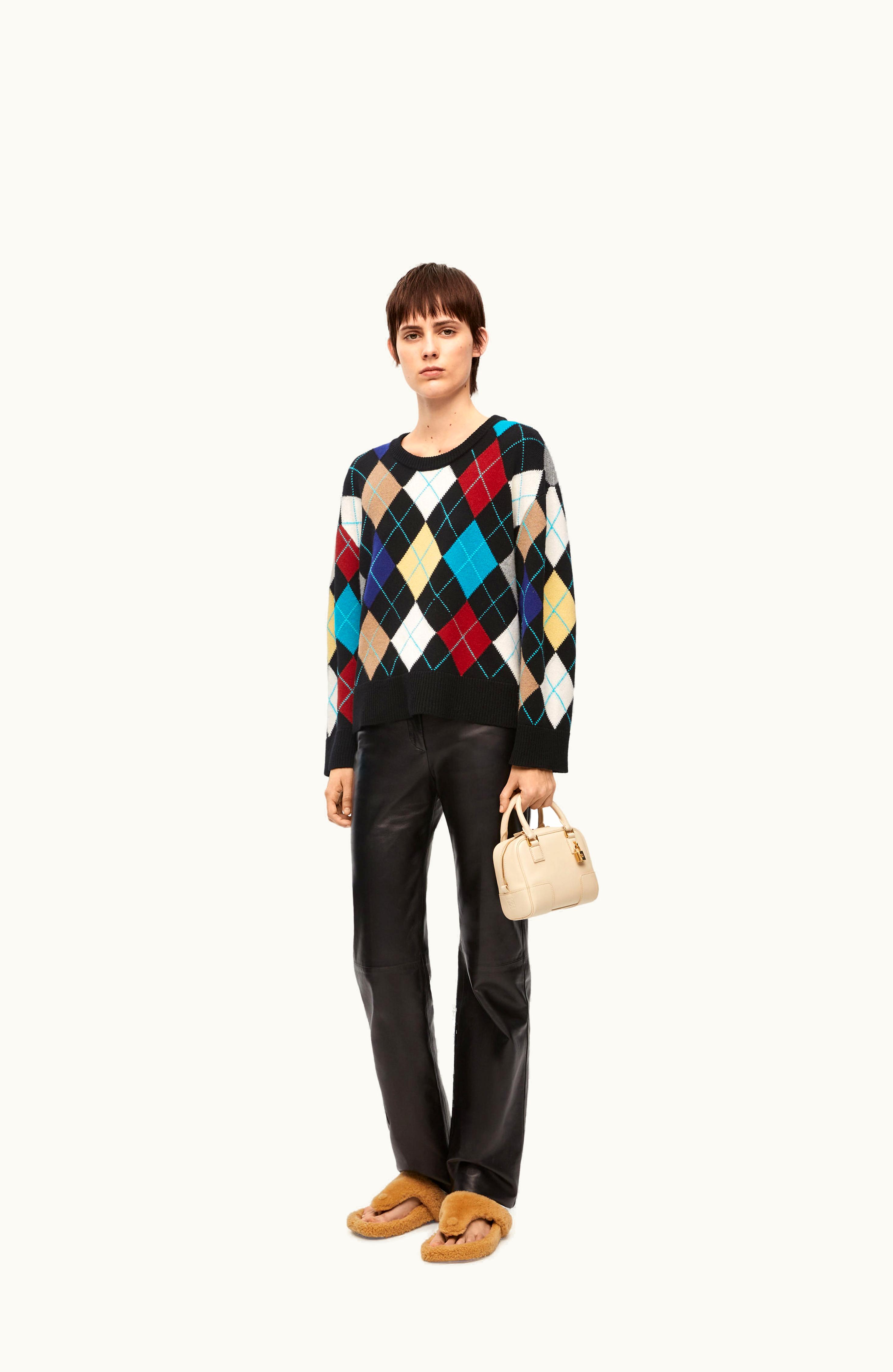 Loewe Loewe Classic Cashmere Argyle Sweater in Black/Multicolor