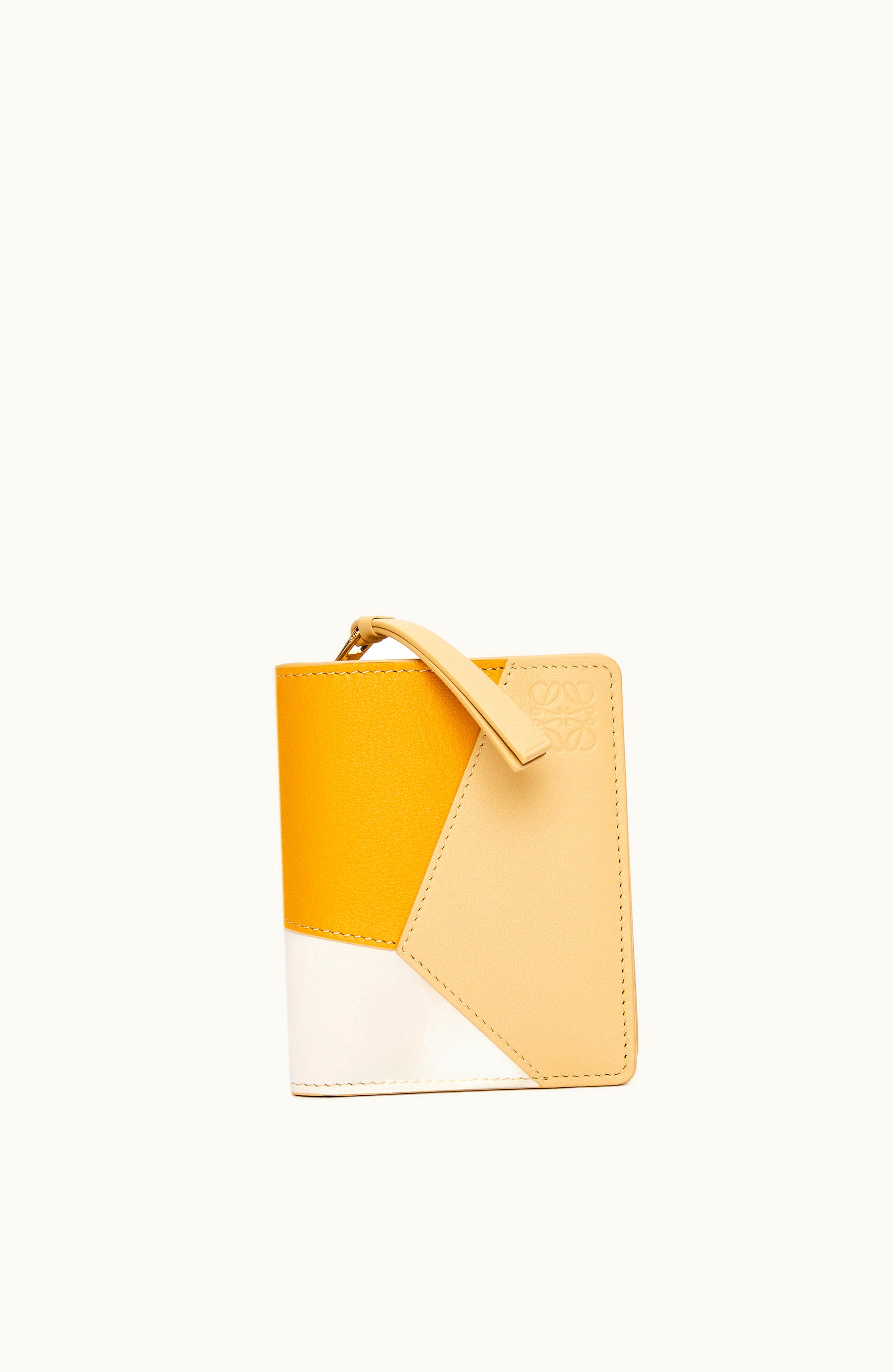 Loewe Loewe Puzzle Compact Zip Wallet In Classic Calfskin Sunflower / Soft White / Dark But