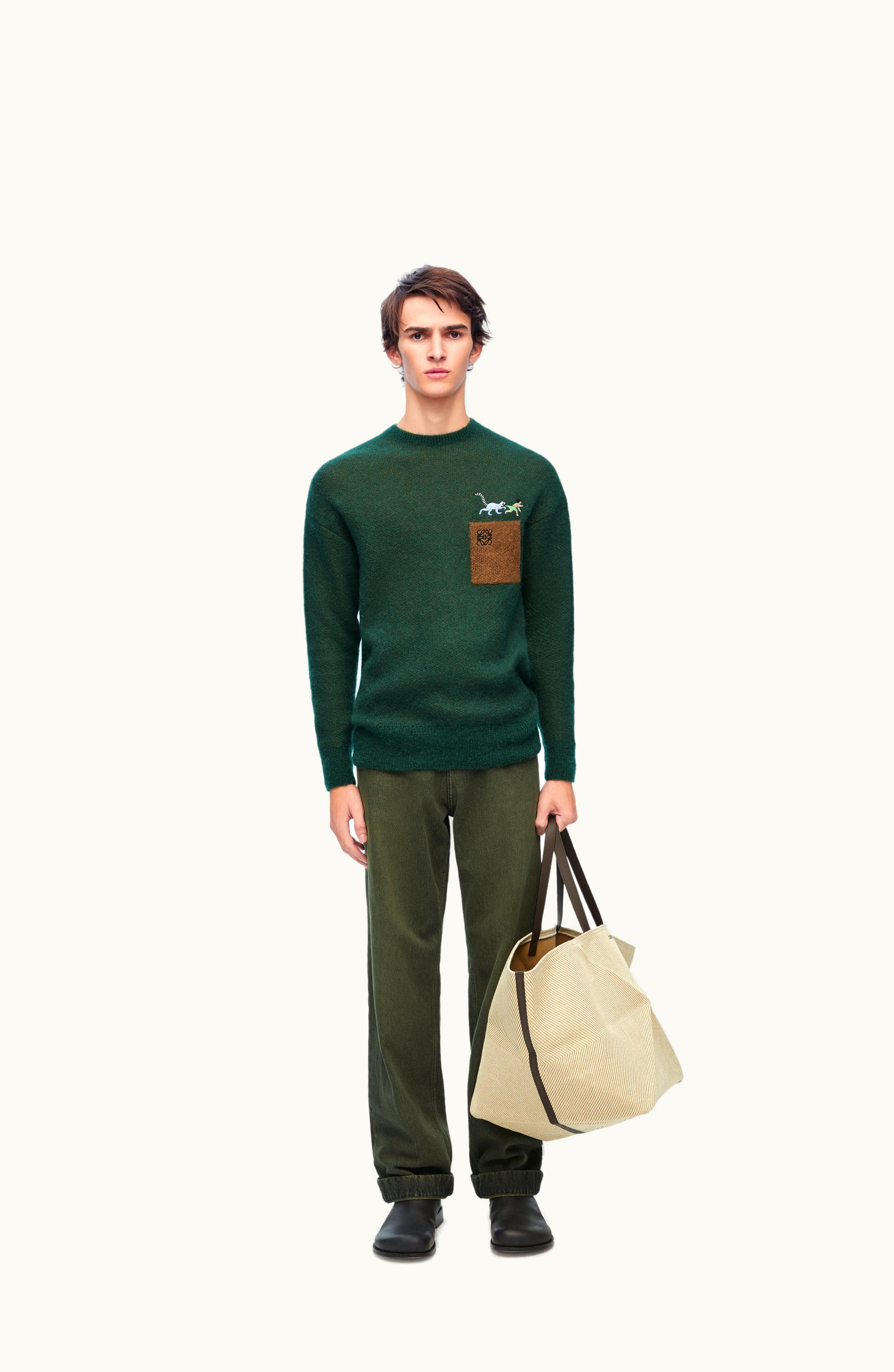 Loewe Loewe Sweater In Wool And Mohair Blend Dark Green