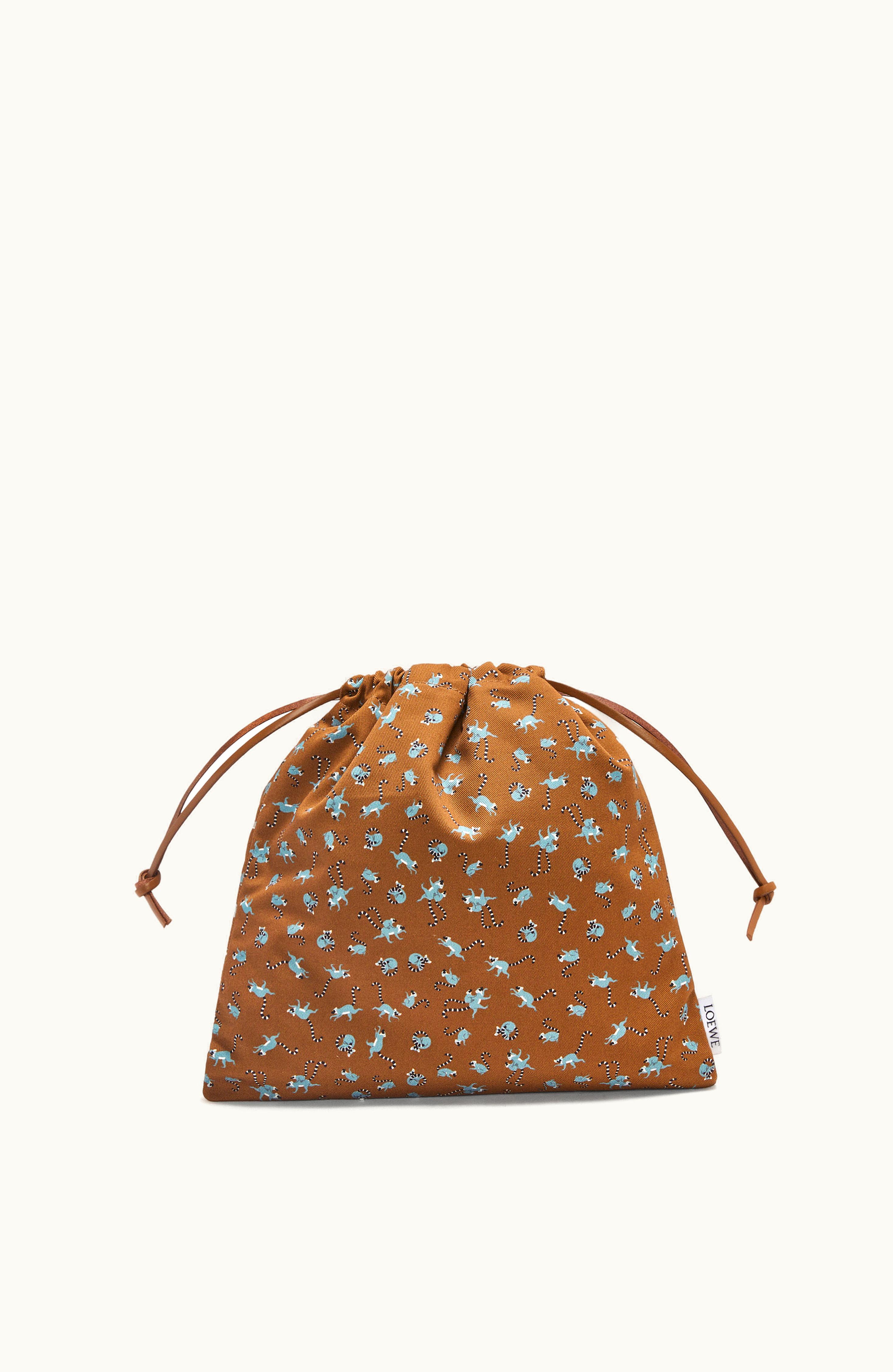 Loewe Loewe Lemur Small Drawstring Pouch In Canvas Oak