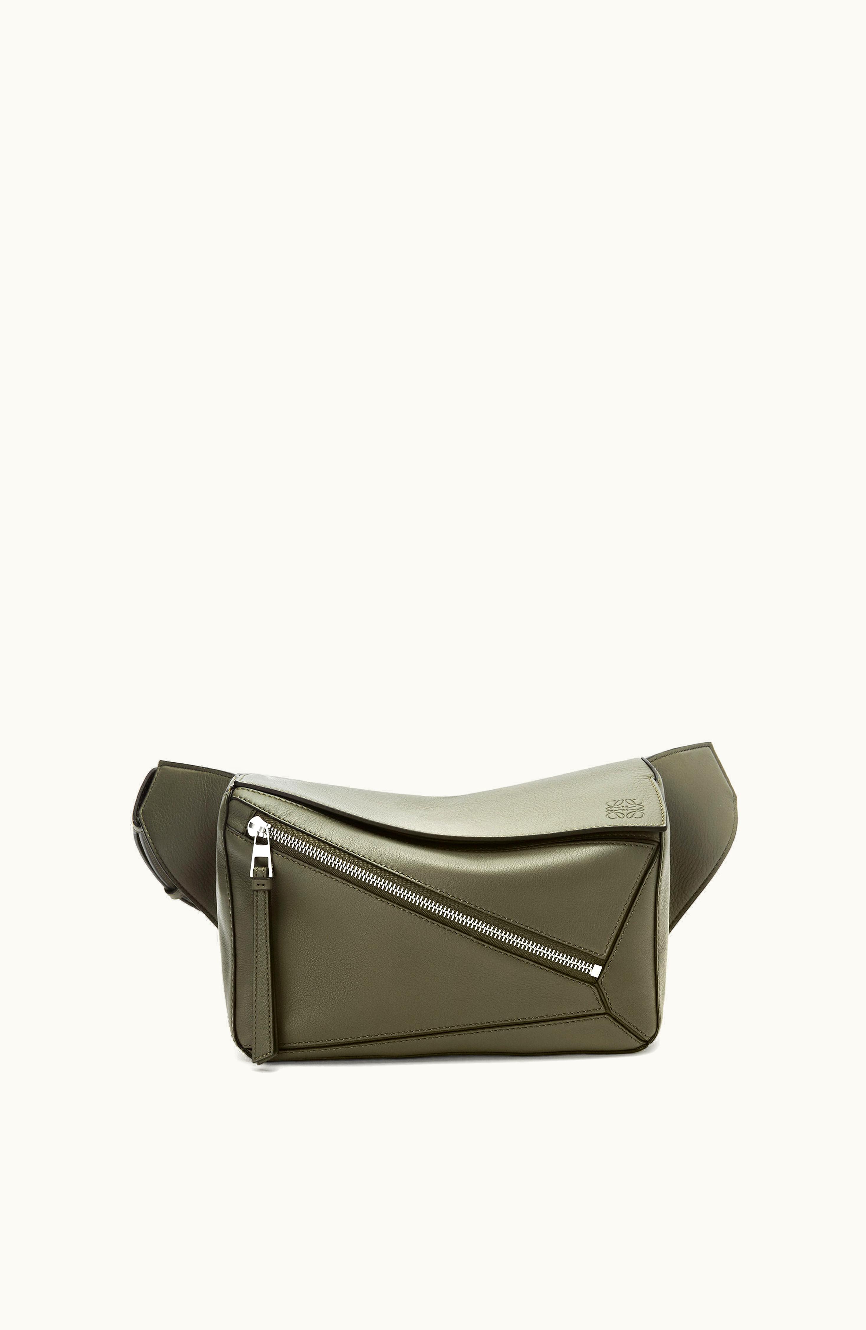 Loewe Small Puzzle Bumbag In Classic Calfskin Khaki Green