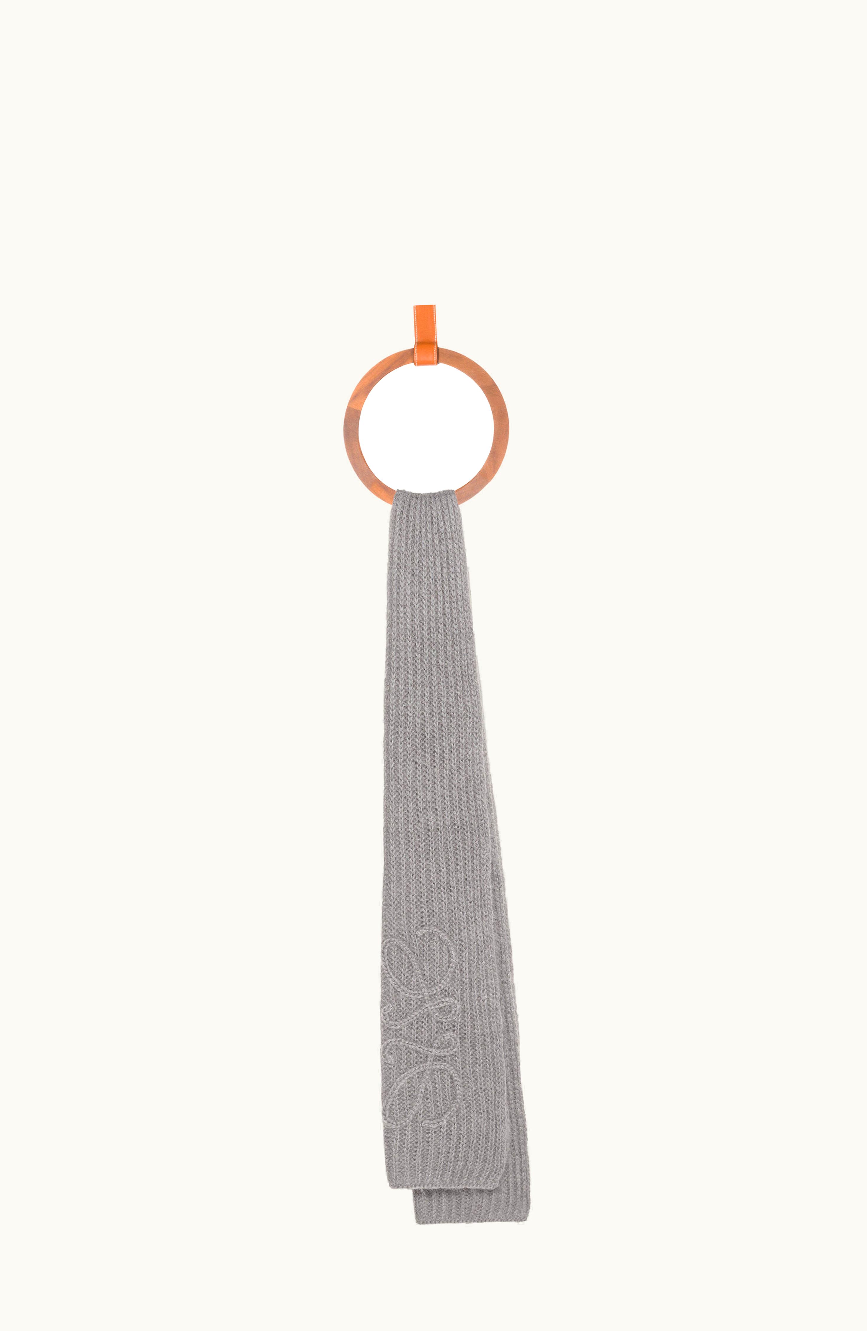 Loewe Anagram Scarf In Mohair Blend Light Grey