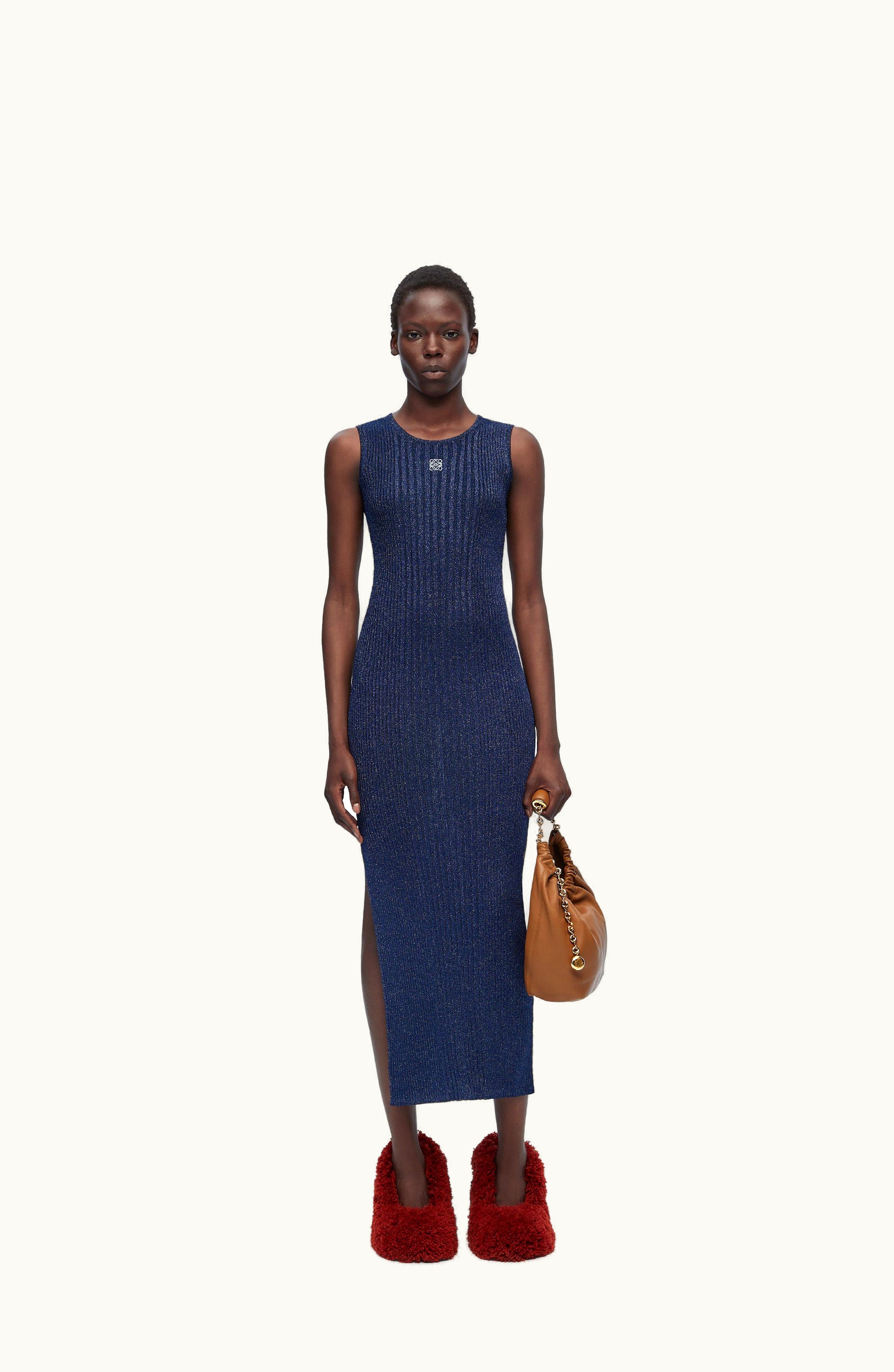 Loewe Tank Dress In Viscose Blend Dark Blue