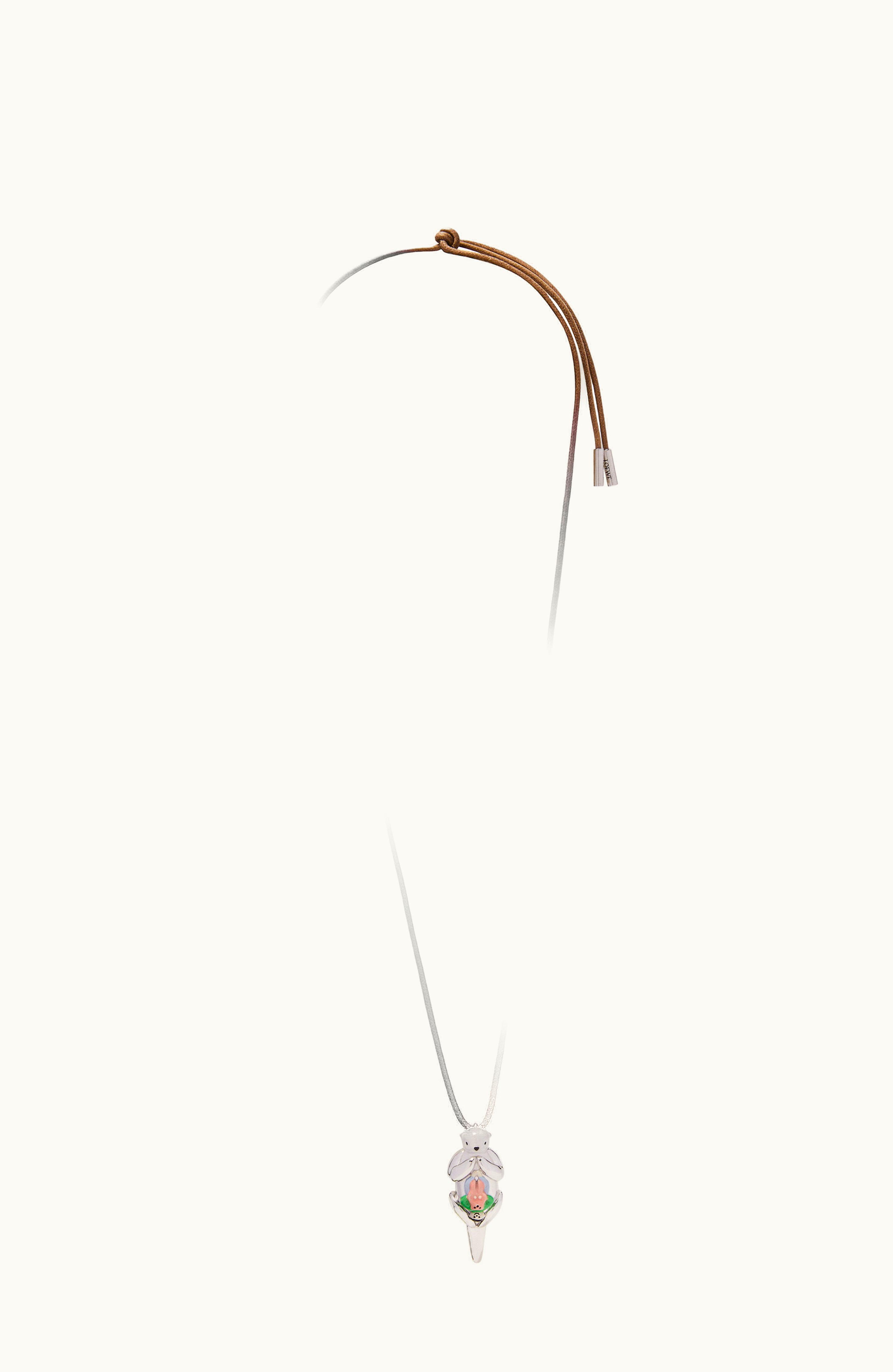 Loewe Loewe Otter Pendant Necklace In Silver And Enamel Silver