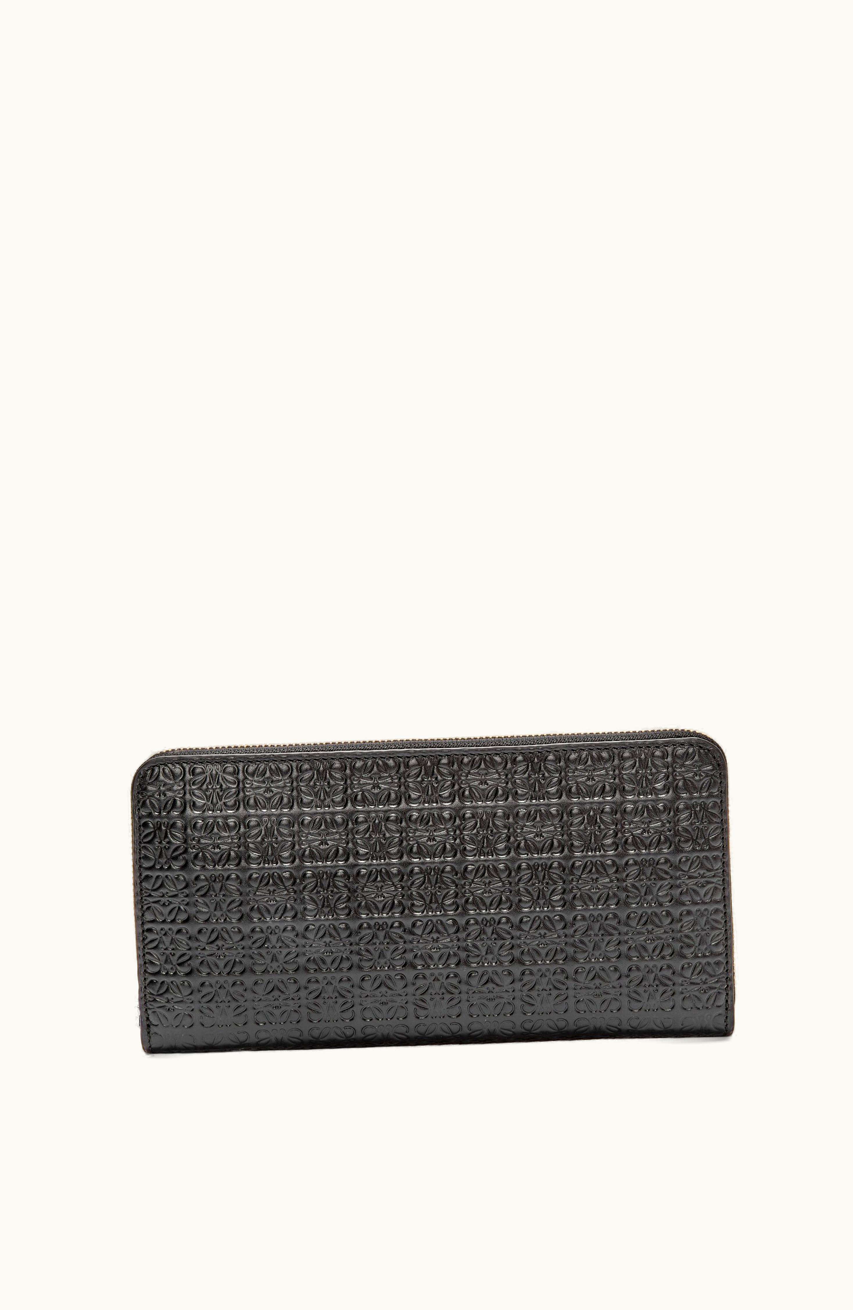 Loewe Loewe Repeat Zip Around Wallet In Embossed Silk Calfskin Black