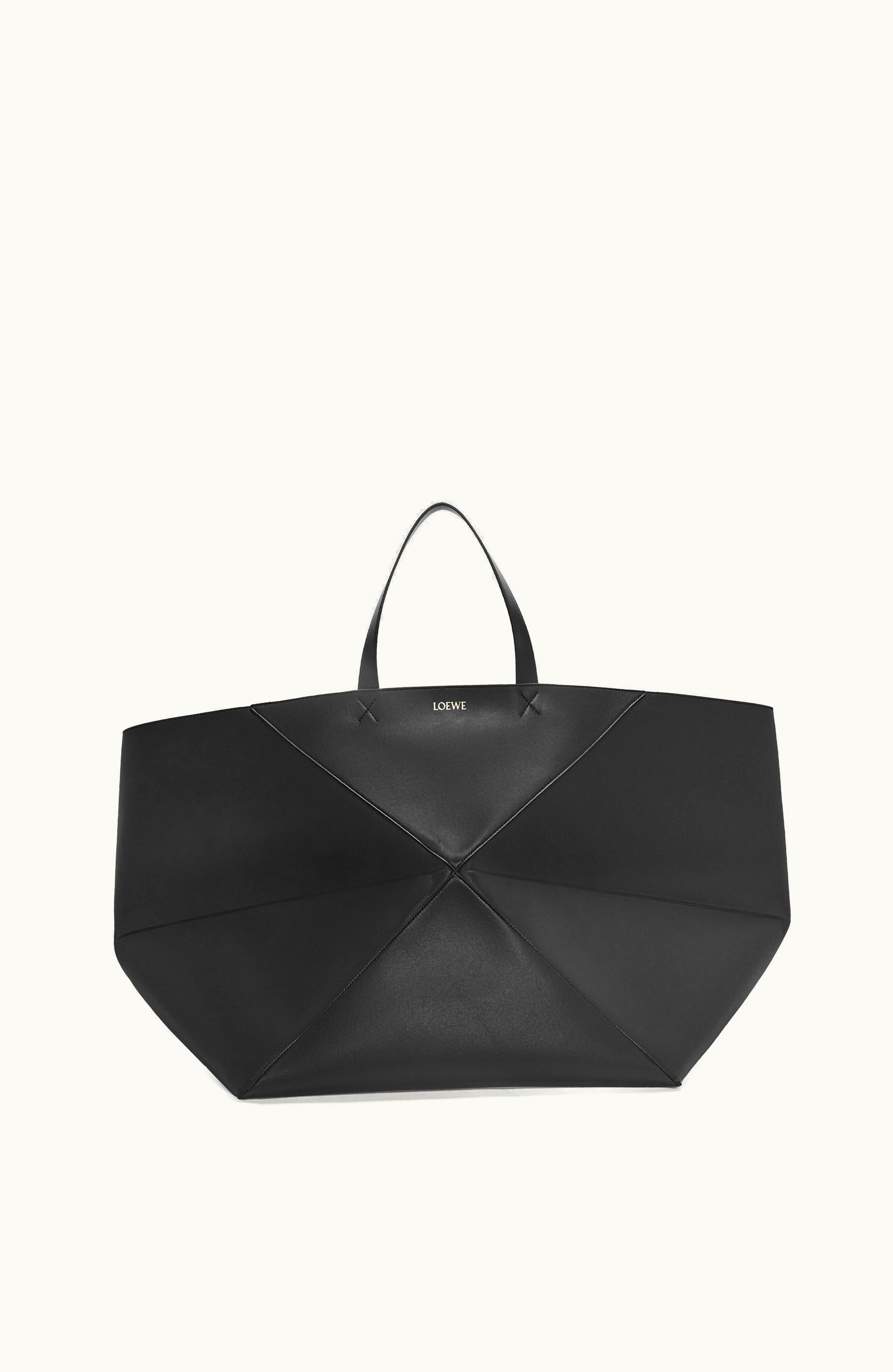 Loewe Loewe XXL Puzzle Fold Tote In Shiny Calfskin Black