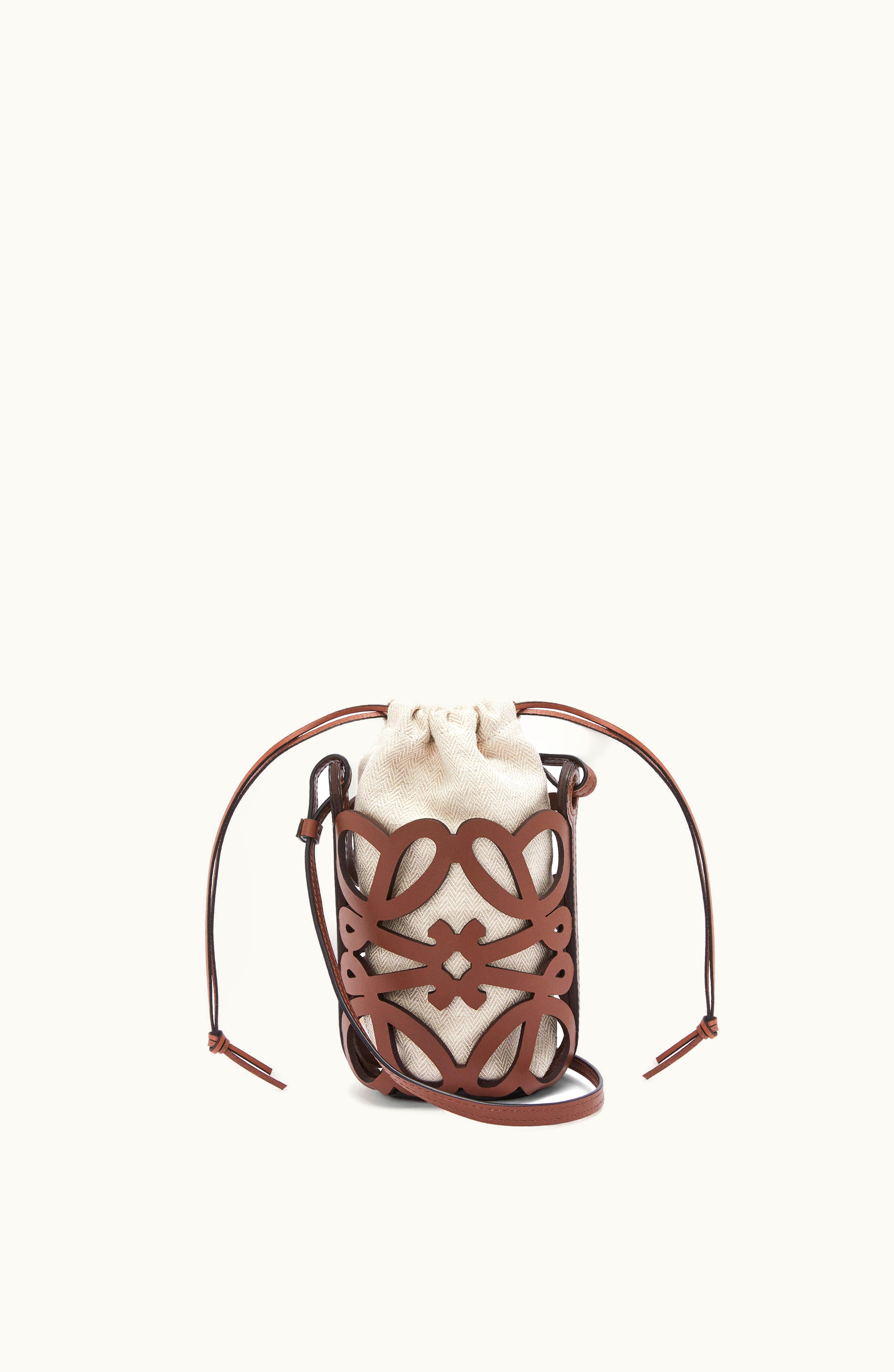 Loewe Loewe Anagram cut-out Pocket In Classic Calfskin And Canvas Tan / Ecru