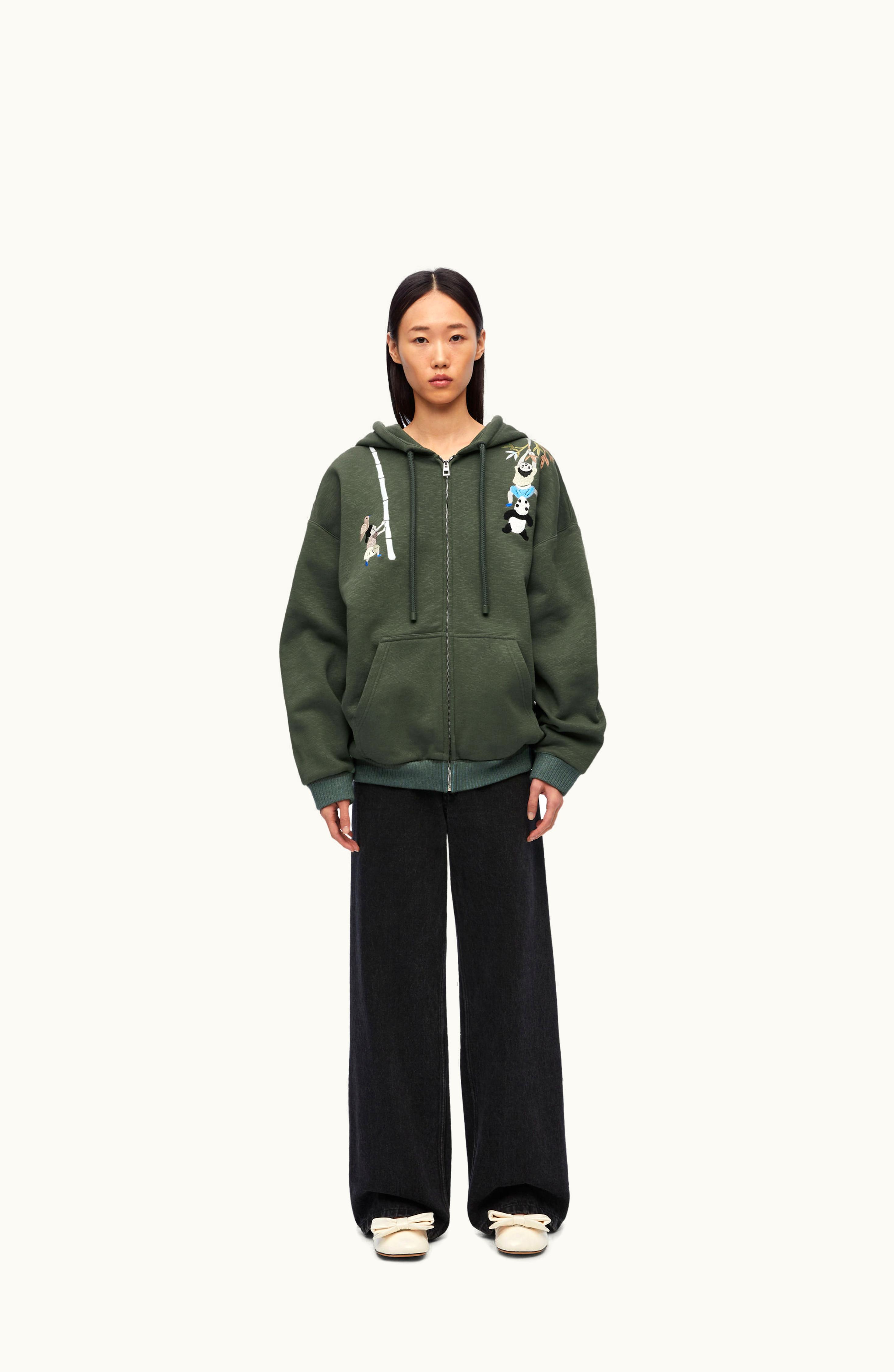 Loewe Loewe Zip-up Hoodie In Cotton Vintage Green