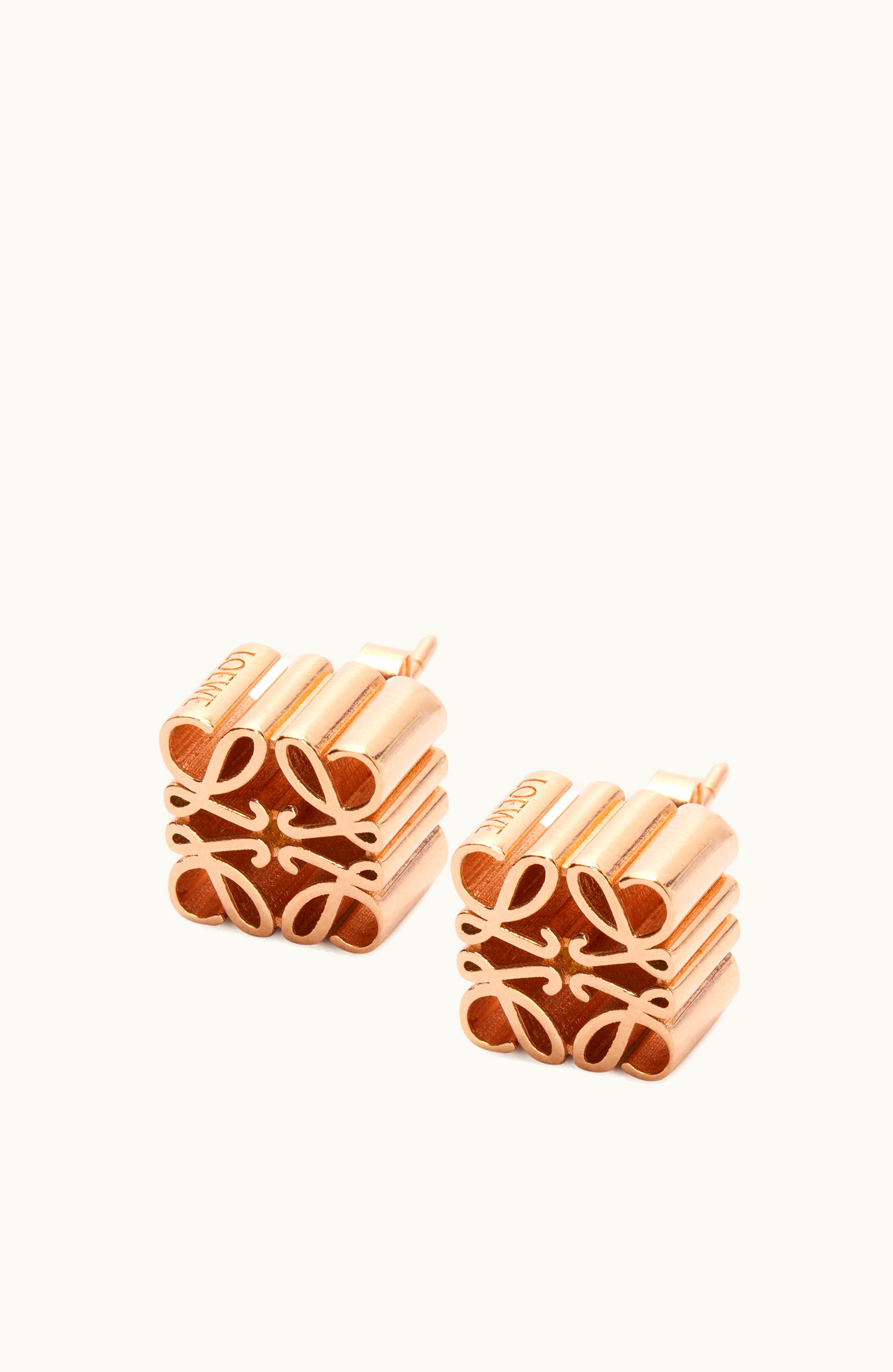 Loewe Loewe Anagram Stud Earrings In Sterling Silver Rose Gold
