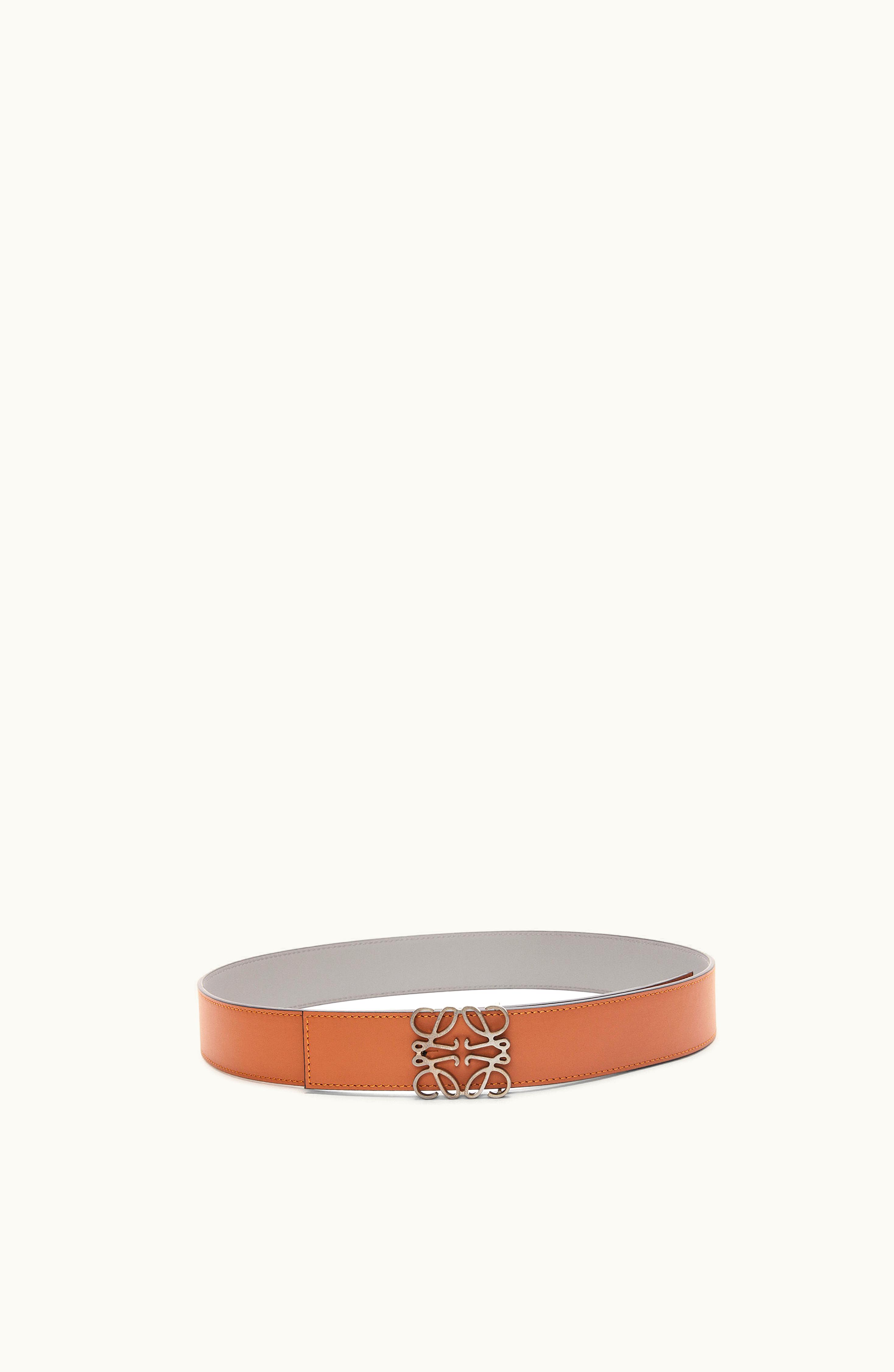 Loewe Loewe Reversible Anagram Belt In Smooth Calfskin Tan / Asphalt Grey / Pewter